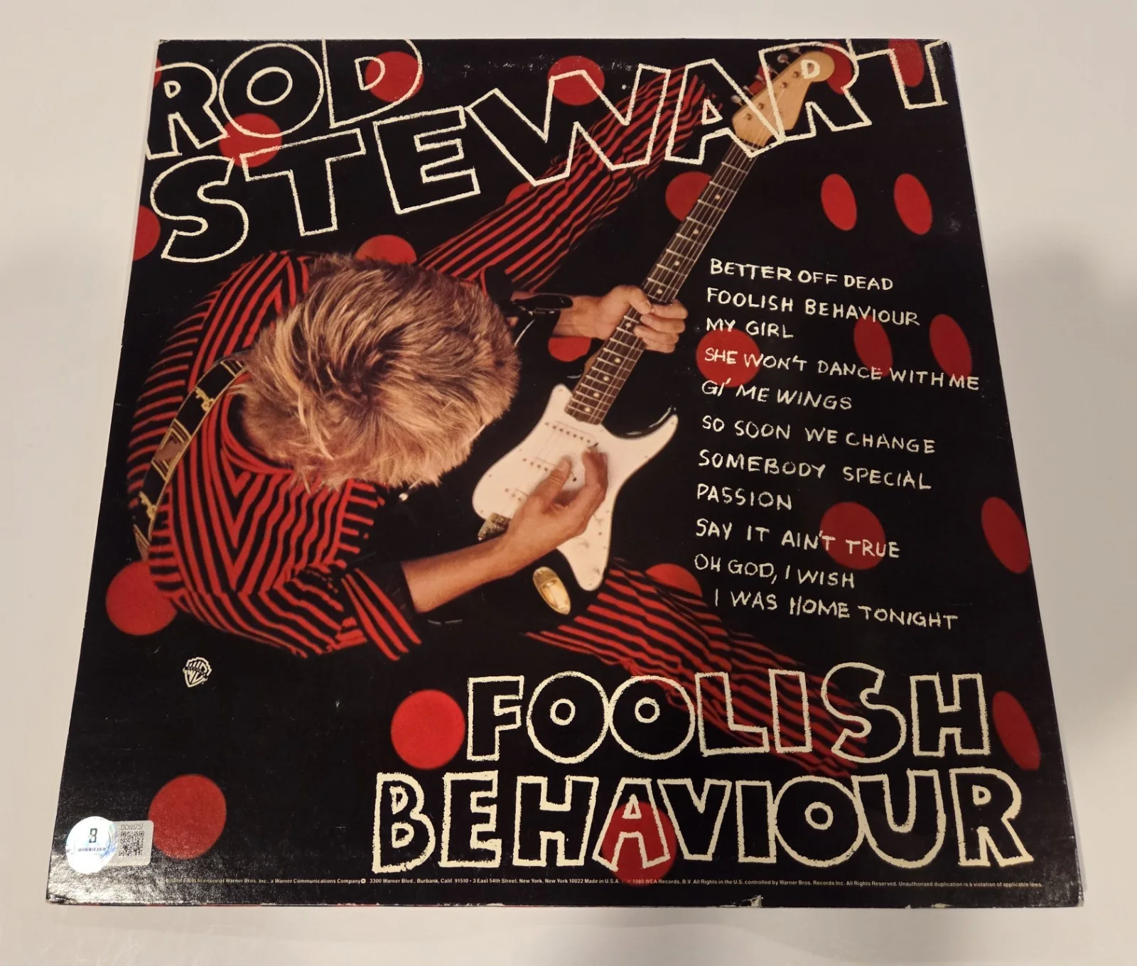 ROD STEWART signed autographed "FOOLISH BEHAVIOUR" LP VINYL RECORD BECKETT (BAS), изображение 2
