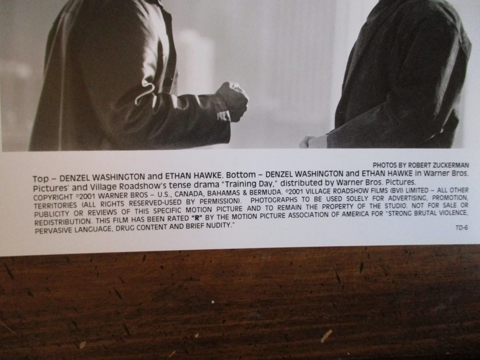 Ethan Hawke/Denzel Washington(TRAINING DAY)2001 8 x 10 Black/White Press Photo, изображение 2