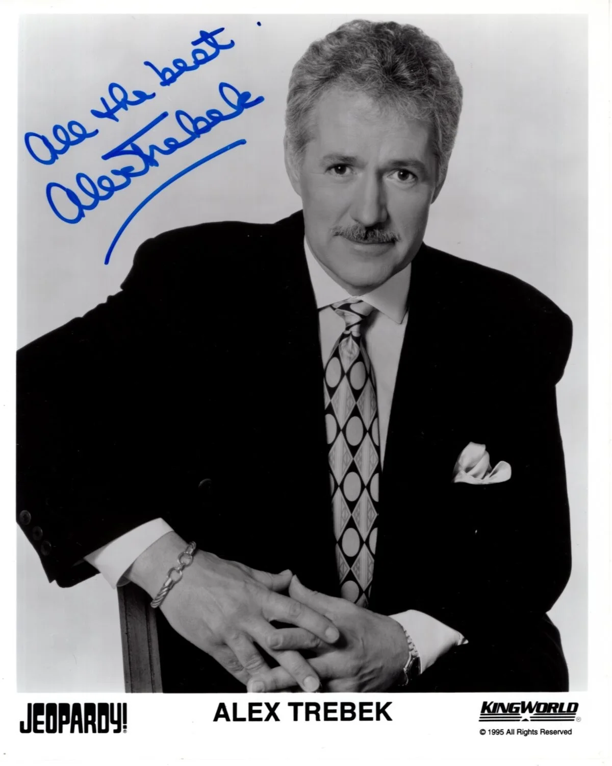 Alex Trebek — ALEX TREBEK Signed Autographed 8x10 JEOPARDY Press Publicity Photo GREAT CONTENT