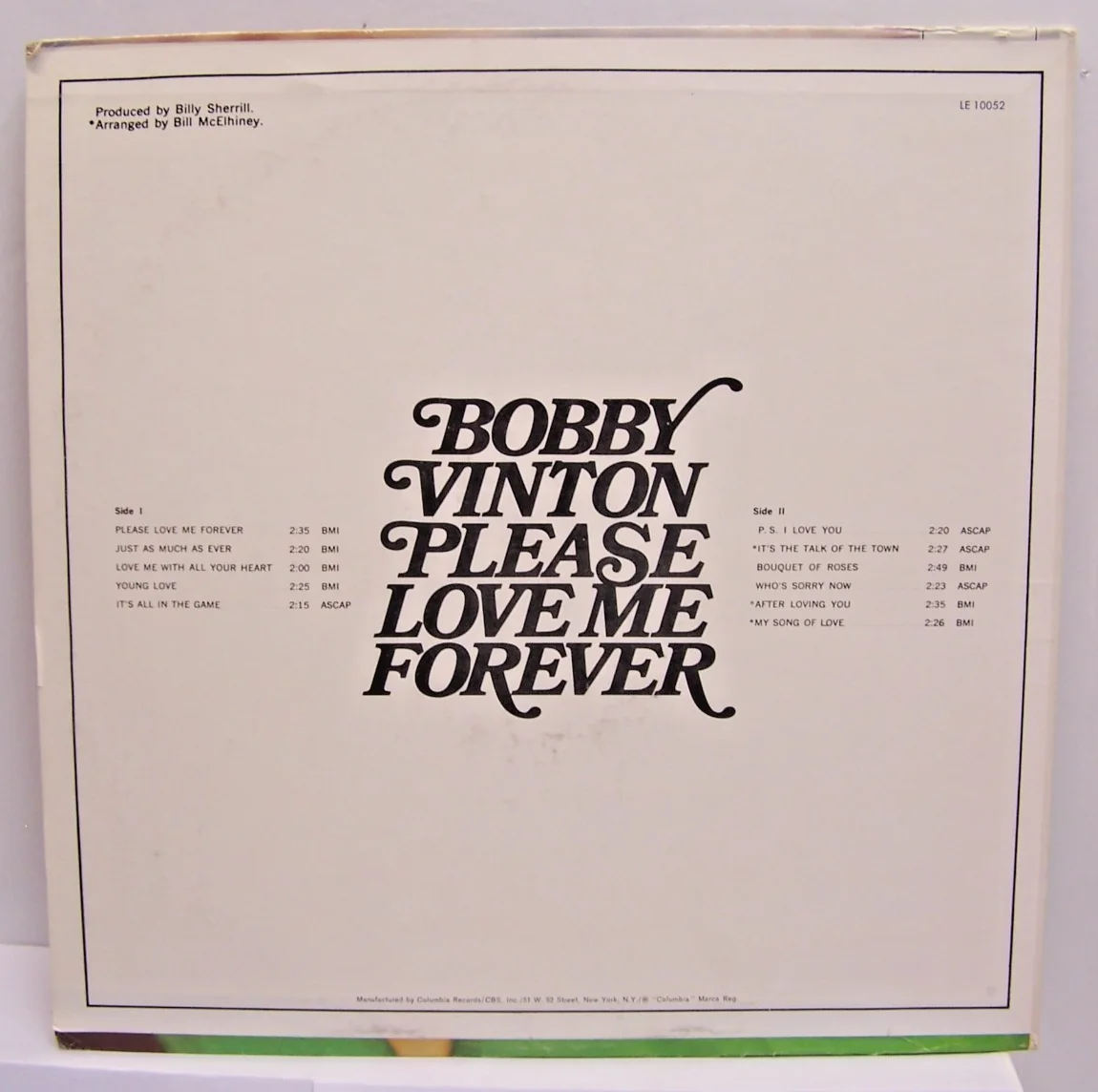 BOBBY VINTON SIGNED AUTOGRAPH LP ALBUM Please Love Me Forever, изображение 2