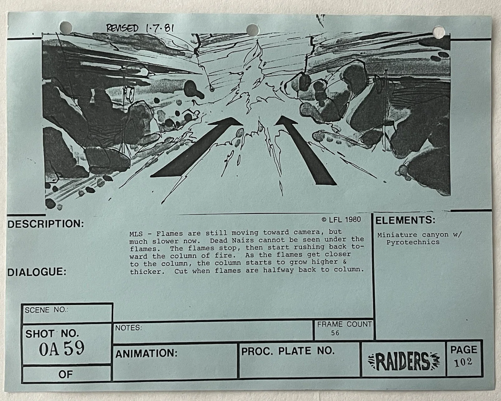 Indiana Jones Raiders Of The Lost Ark Original Production Used Storyboard OA59, изображение 4