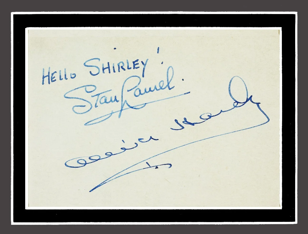 Stan Laurel & Oliver Hardy Signed Cut Signatures Presentation Frame PSA AUTO 9, image 2