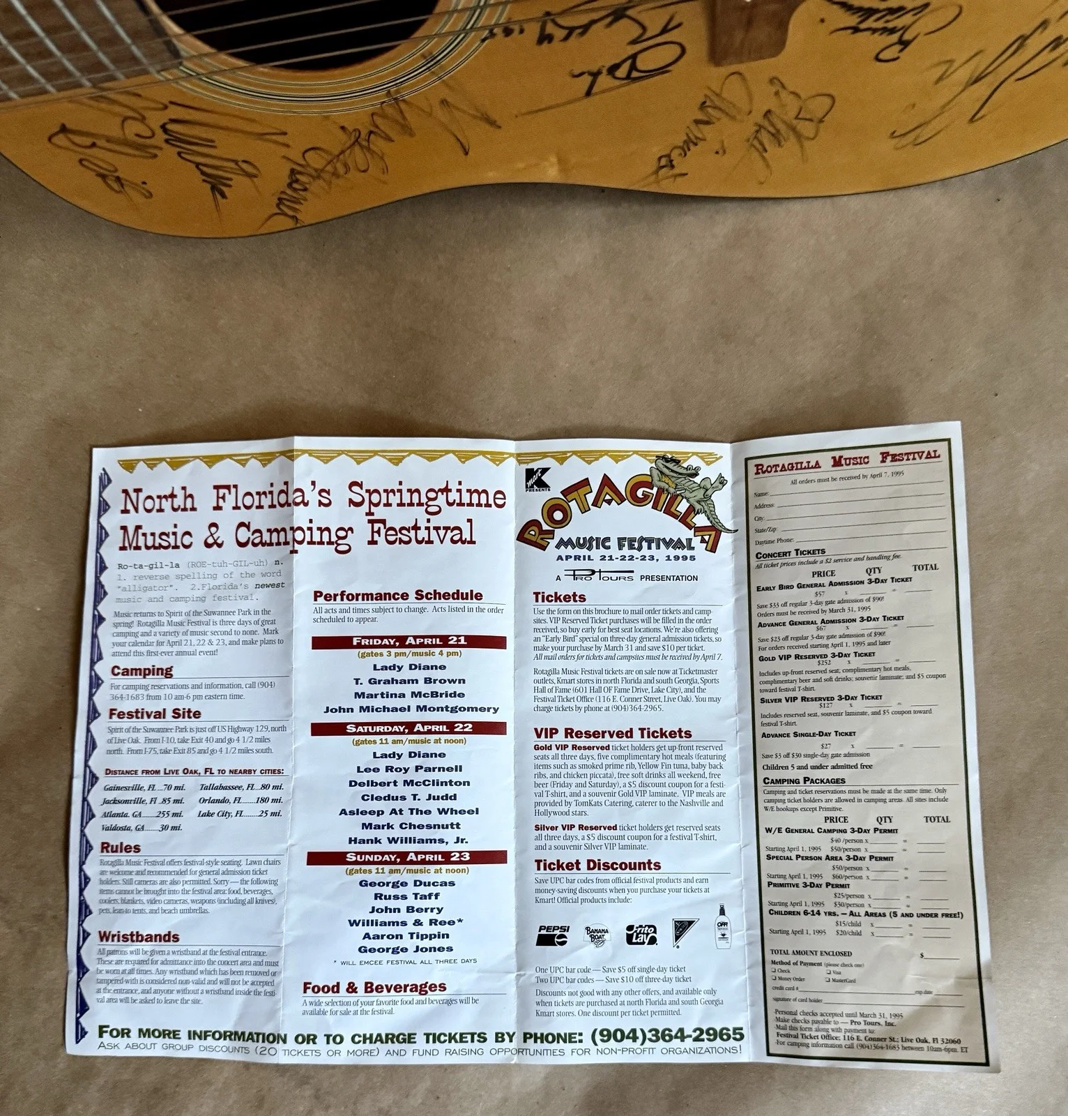 1995 “Rotagilla” Autographed Epiphany Guitar-Hank Williams Jr, George Jones, image 5