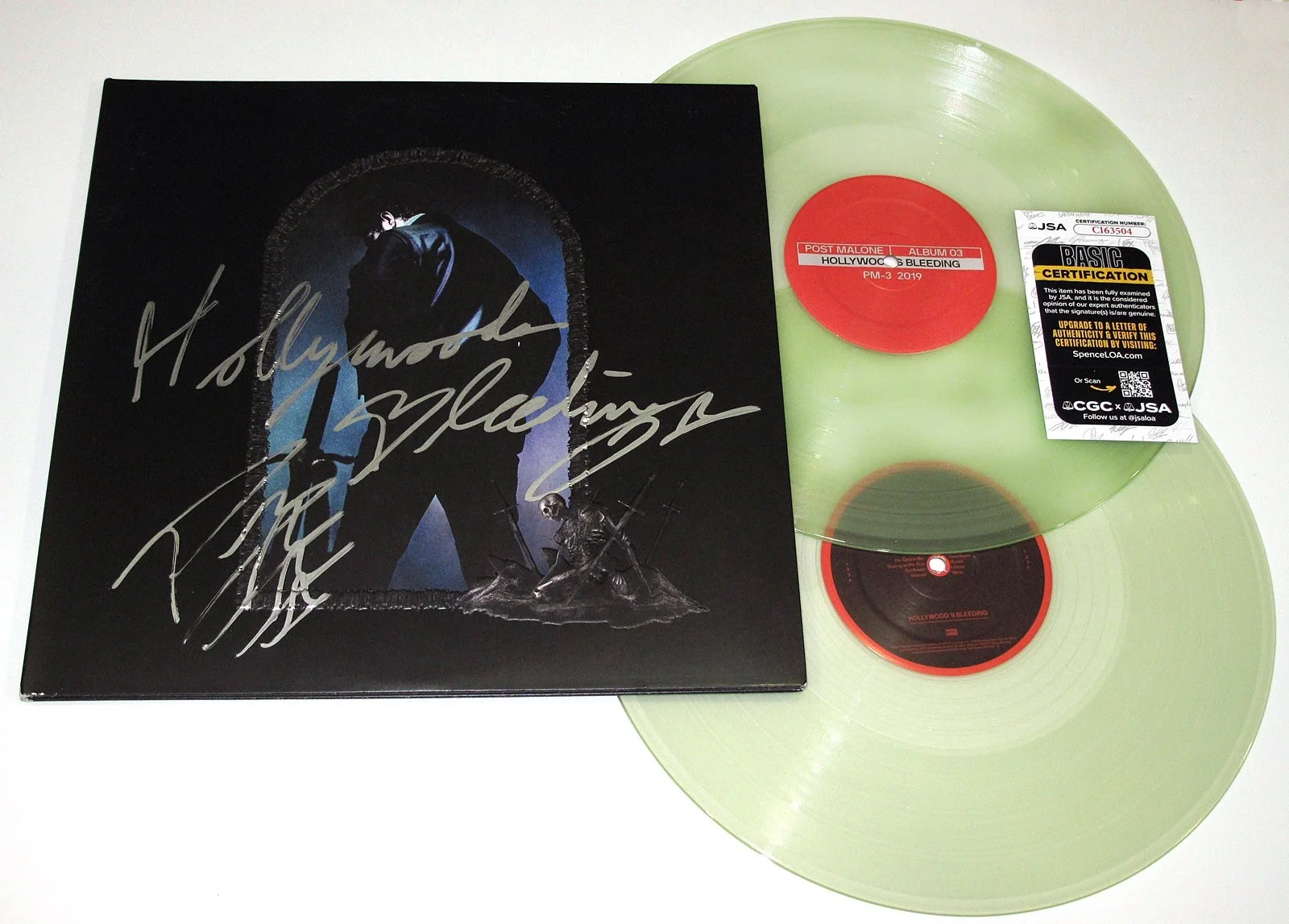Post Malone — POST MALONE signed "HOLLYWOOD'S BLEEDING" Vinyl Album EXACT PROOF Inscpt JSA COA, изображение 5