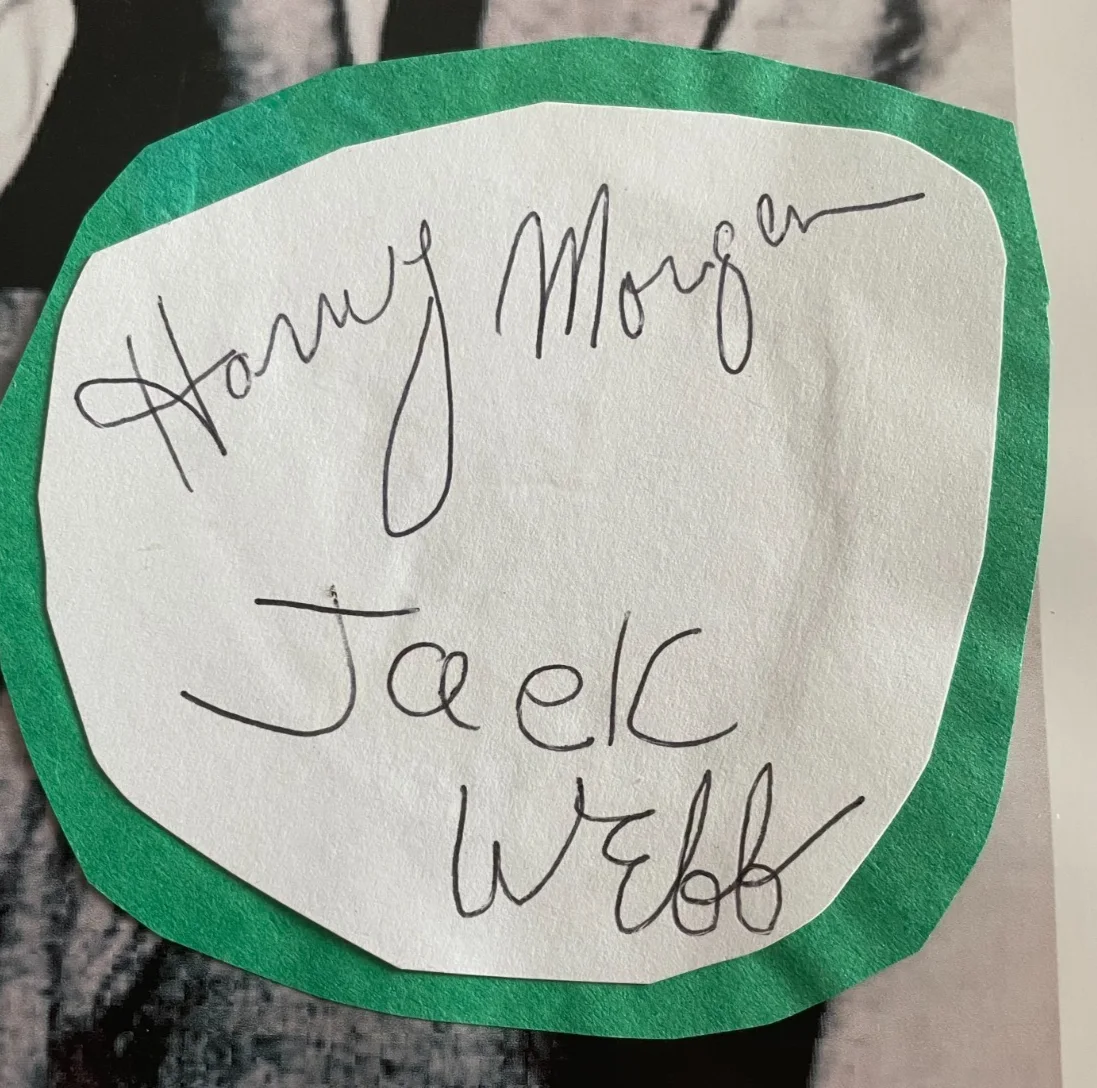 Harry Morgan, Jack Webb — Jack Webb and Harvey Morgen Signed Autograph Signature 8x10 Dragnet Photograph, image 2
