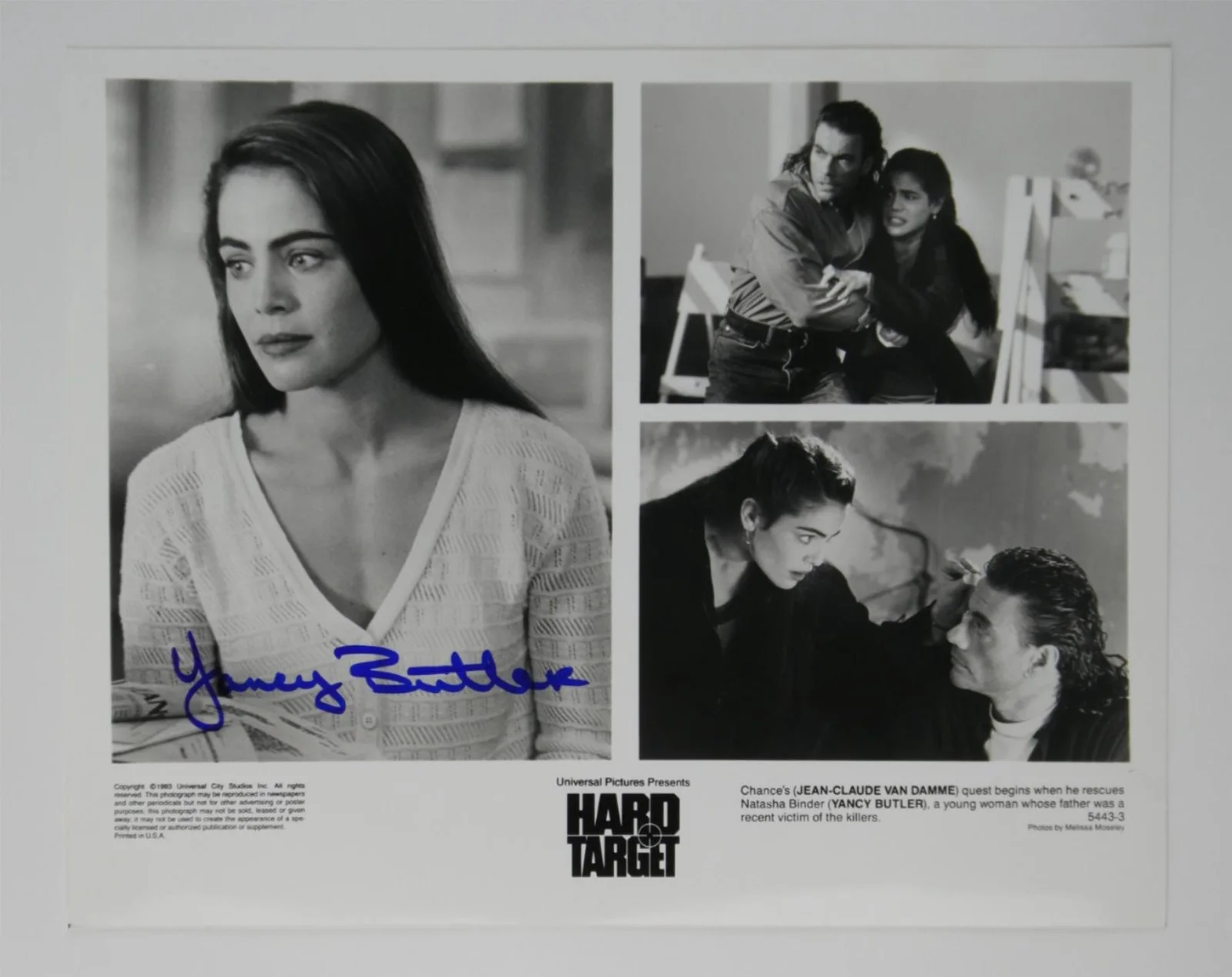 Yancy Butler — Yancy Butler Signed B&W 8x10 Promo Photo Hard Target Autographed