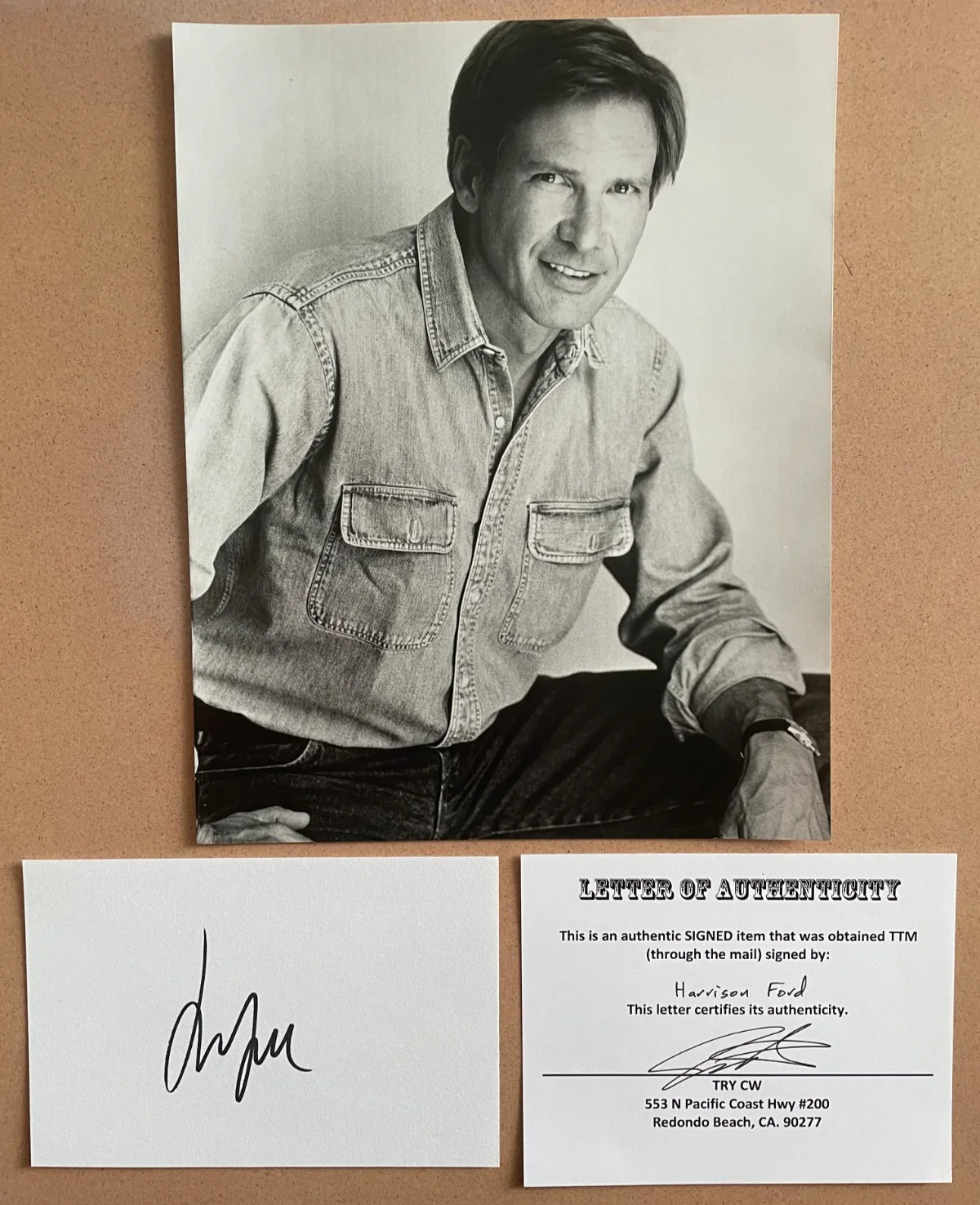 Harrison Ford — Harrison Ford Signed Autograph Signature 6x4 Index Card w/Photograph & COA