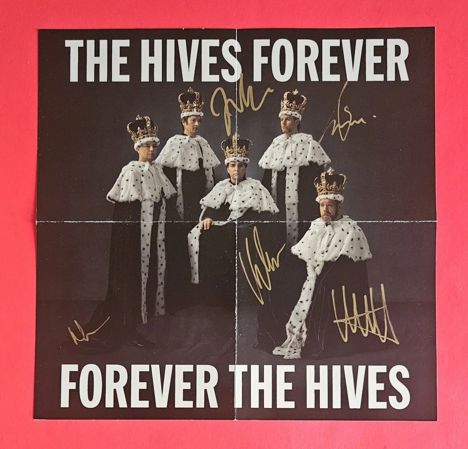 THE HIVES COMPLETE BAND X5 SIGNED THE HIVES FOREVER CD POSTER + JSA COA psa Bas, изображение 2