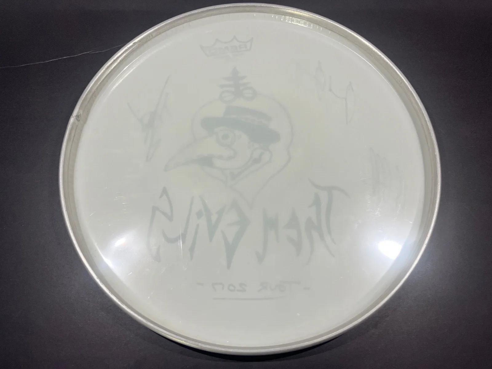 THEM EVILS Signed Drumhead 2017 Tour 14" Autographed David Delaney ll and Band, image 2