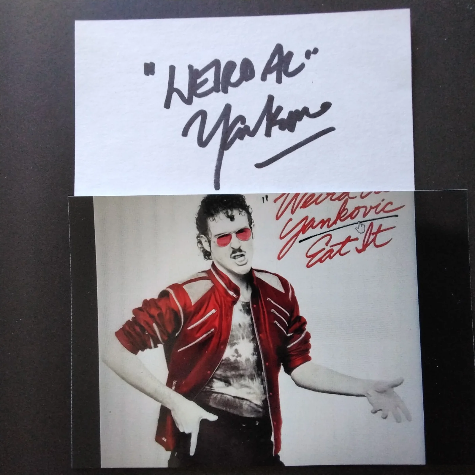 Weird Al Yankovic SIGNED Card Photo Singer Comedian EAT IT UHF Grammy Winner, изображение 2
