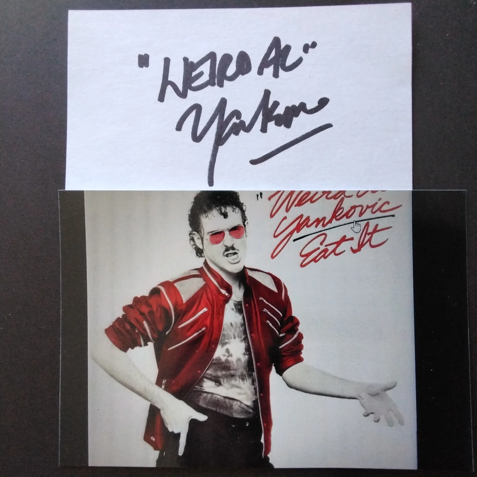 Weird Al Yankovic SIGNED Card Photo Singer Comedian EAT IT UHF Grammy Winner, изображение 3