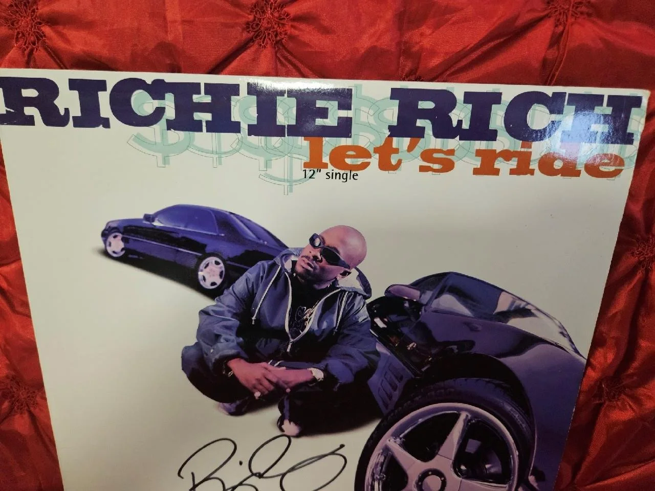RICHIE RICH HAND SIGNED AUTOGRAPHED PROMO VINYL RECORD LETS RIDE HIP HOP COA, image 4