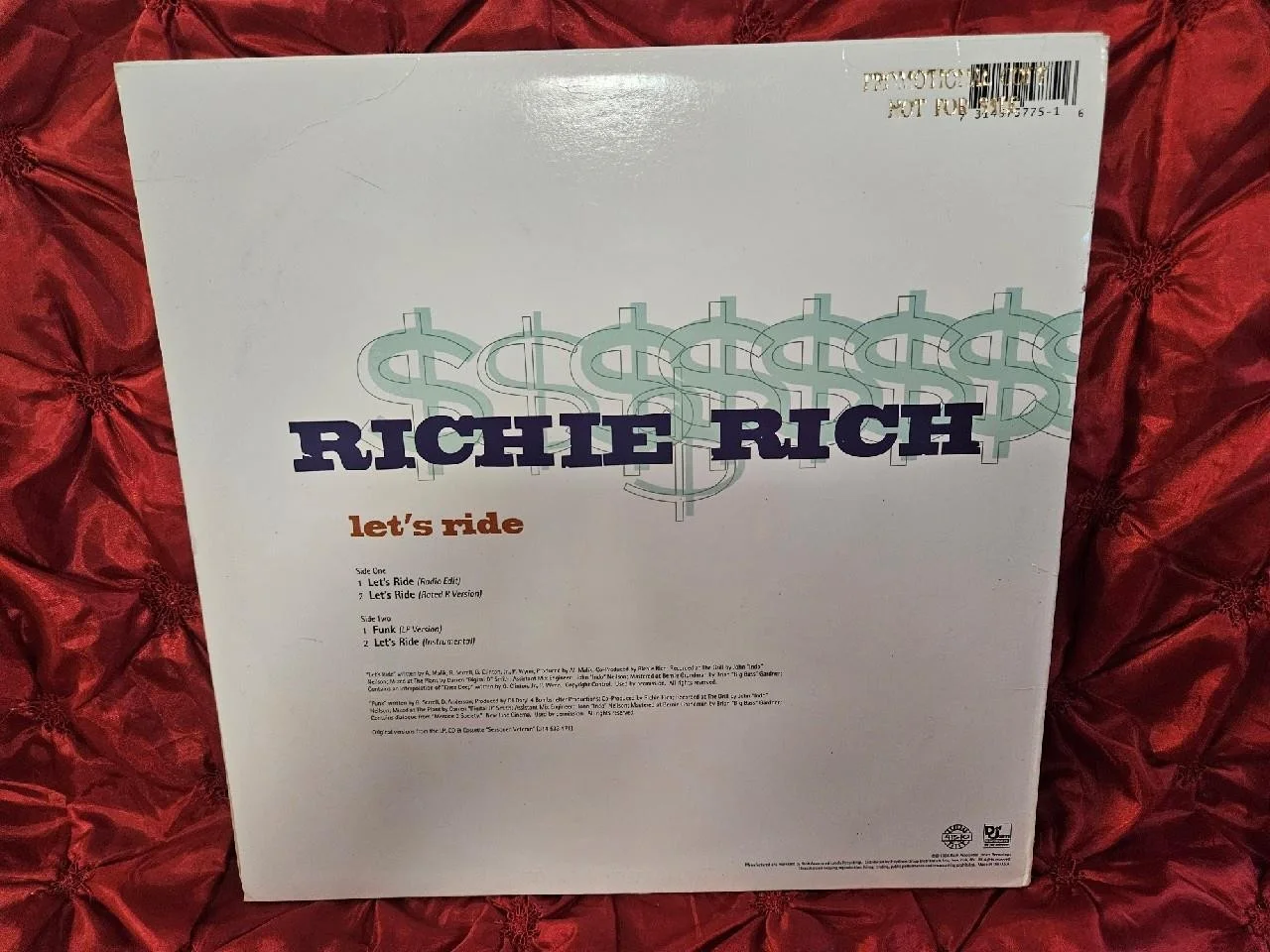 RICHIE RICH HAND SIGNED AUTOGRAPHED PROMO VINYL RECORD LETS RIDE HIP HOP COA, image 5
