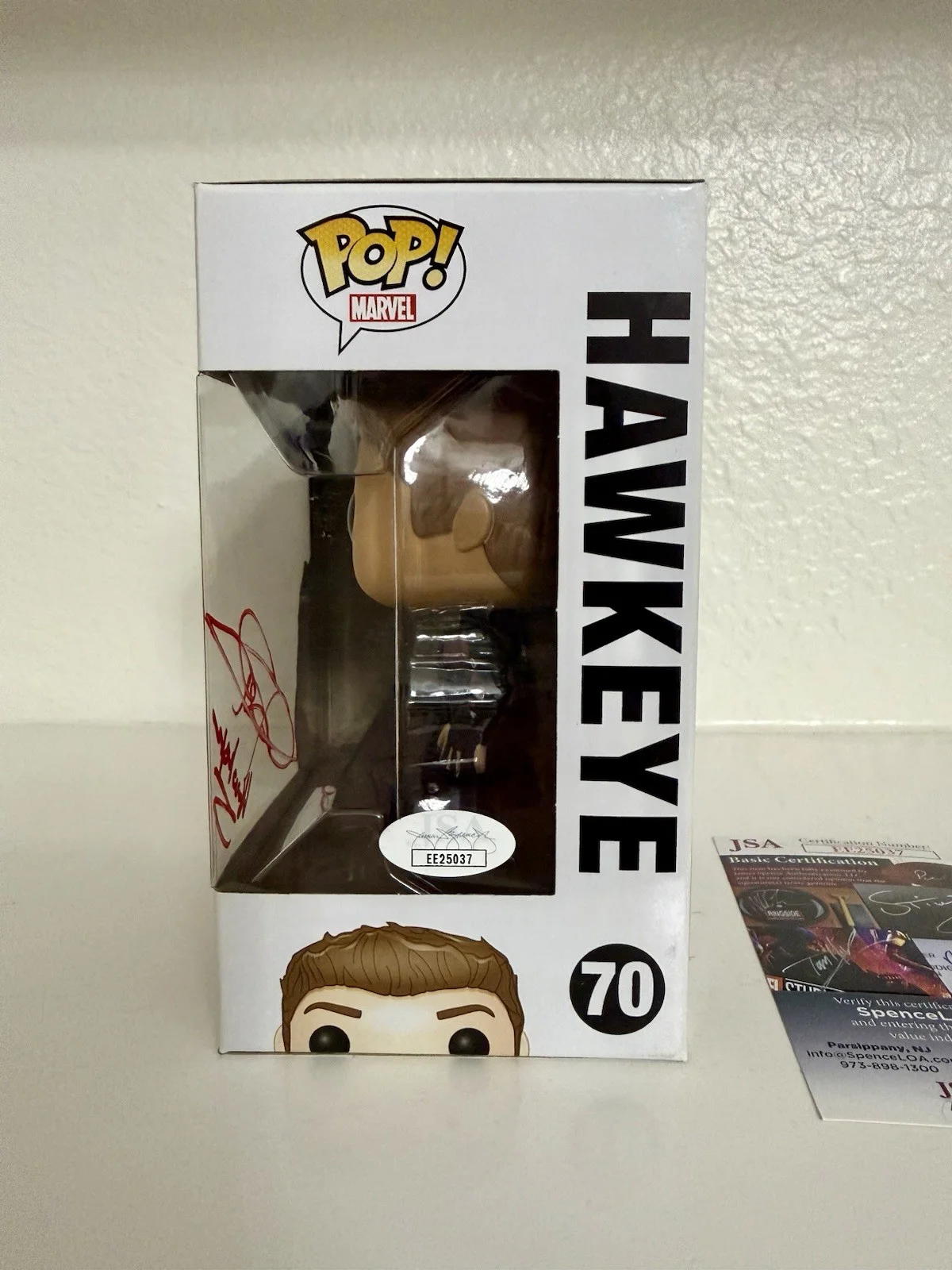 Jeremy Renner — Funko pop signed by Jeremy Renner ,Character Name (Hawkeye) COA (JSA), image 4