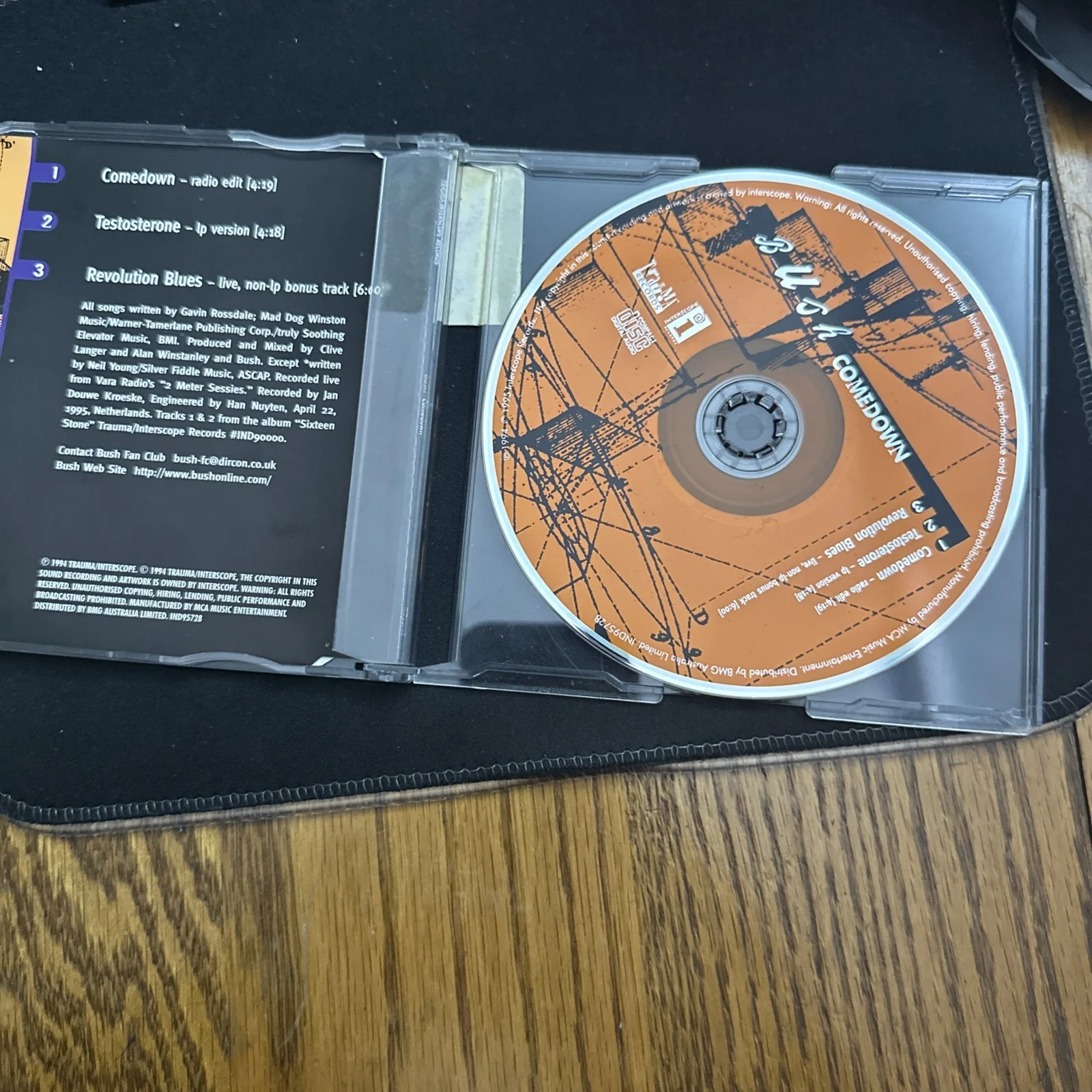 Bush Comedown CD Single Autographed By Gavin Rossdale Made In Germany Rare, изображение 3