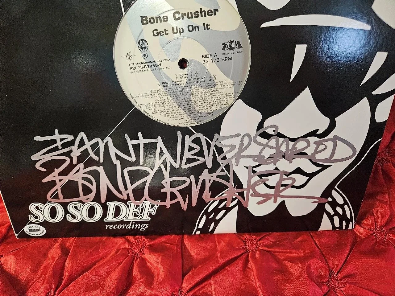 BONE CRUSHER HAND SIGNED AUTOGRAPHED VINYL RECORD GET UP ON IT NEVER SCARED COA, image 3