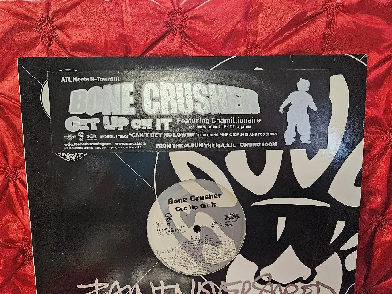 BONE CRUSHER HAND SIGNED AUTOGRAPHED VINYL RECORD GET UP ON IT NEVER SCARED COA, image 5