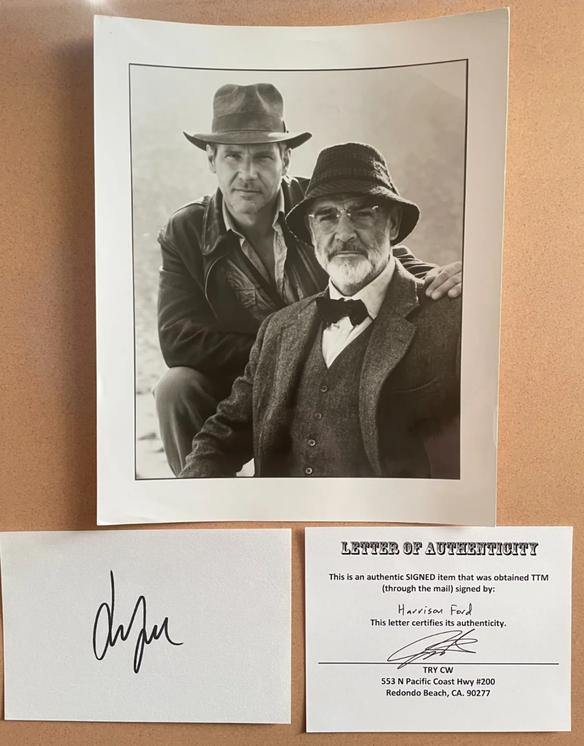 Harrison Ford — Harrison Ford Signed Autograph Signature 6x4 Index Card w/Photograph and COA