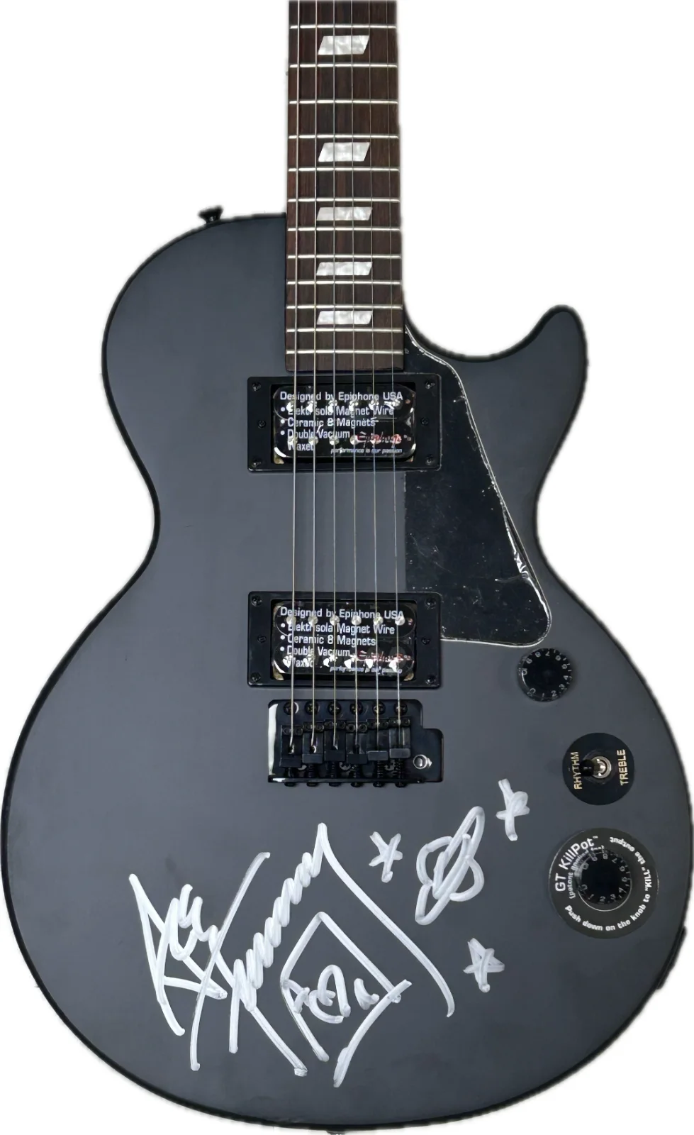 Ace Frehley Signed KISS 39" Black Electric Epiphone Guitar w Sketch JSA Authen, image 2