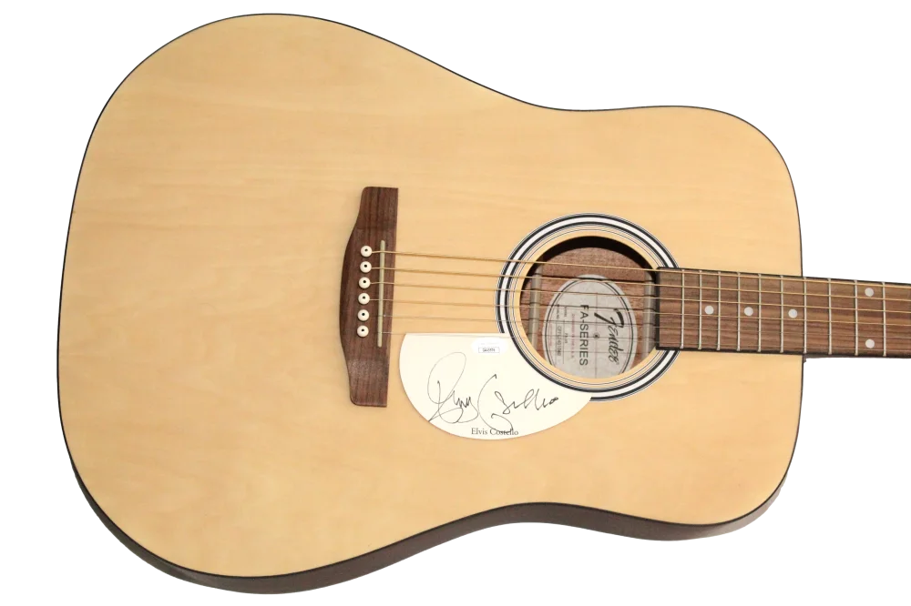 Elvis Costello — Elvis Costello Signed Autograph Fender Acoustic Guitar Armed Forces w/ JSA COA
