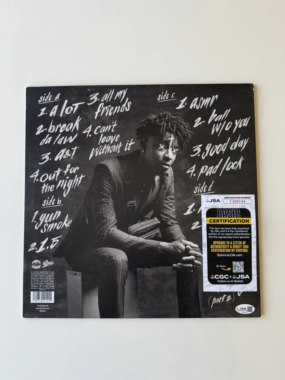 21 Savage Rapper Autographed “i am i was” Vinyl Record LP JSA COA, изображение 2