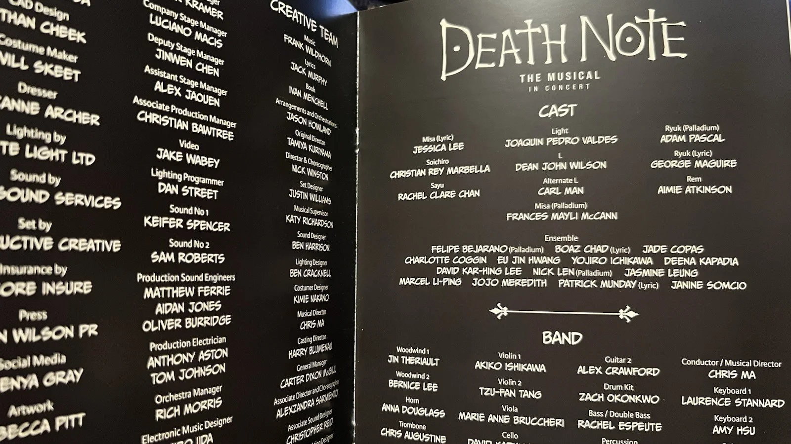 Adam Pascal ++ Signed DEATH NOTE West End Programme 2023 MANGA Broadway Int., image 3