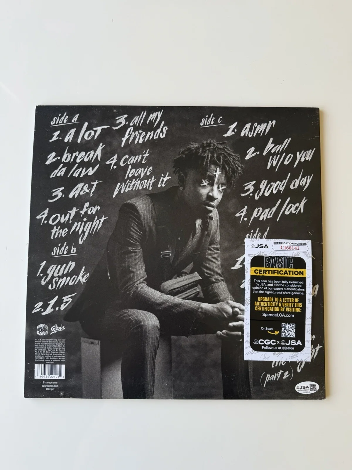 21 Savage Rapper Autographed “i am i was” Vinyl Record LP JSA COA, изображение 2