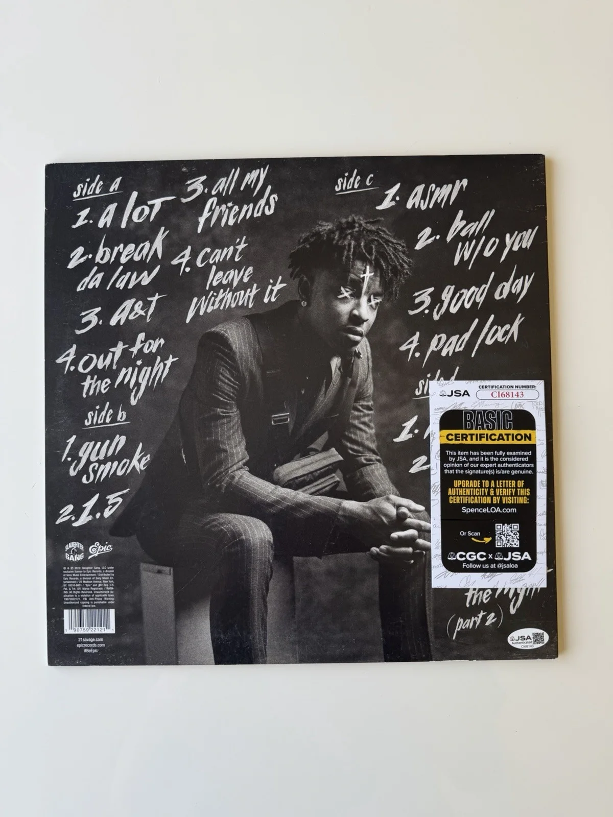 21 Savage Rapper Autographed “i am i was” Vinyl Record LP JSA COA, изображение 2