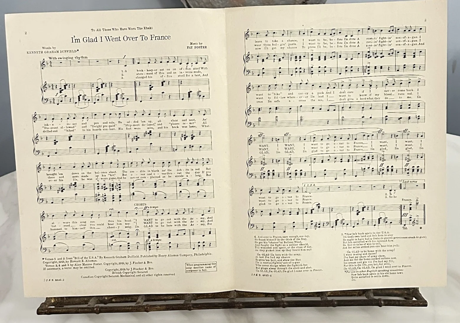 Fay Foster Composer Pianist Signed Sheet Music “I’m glad I went over to France”, изображение 4