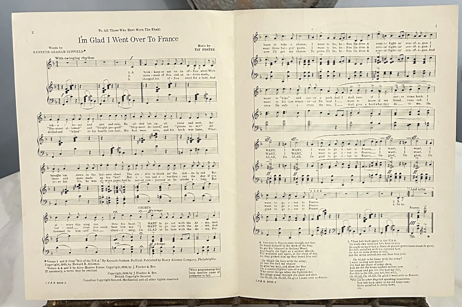 Fay Foster Composer Pianist Signed Sheet Music “I’m glad I went over to France”, изображение 5