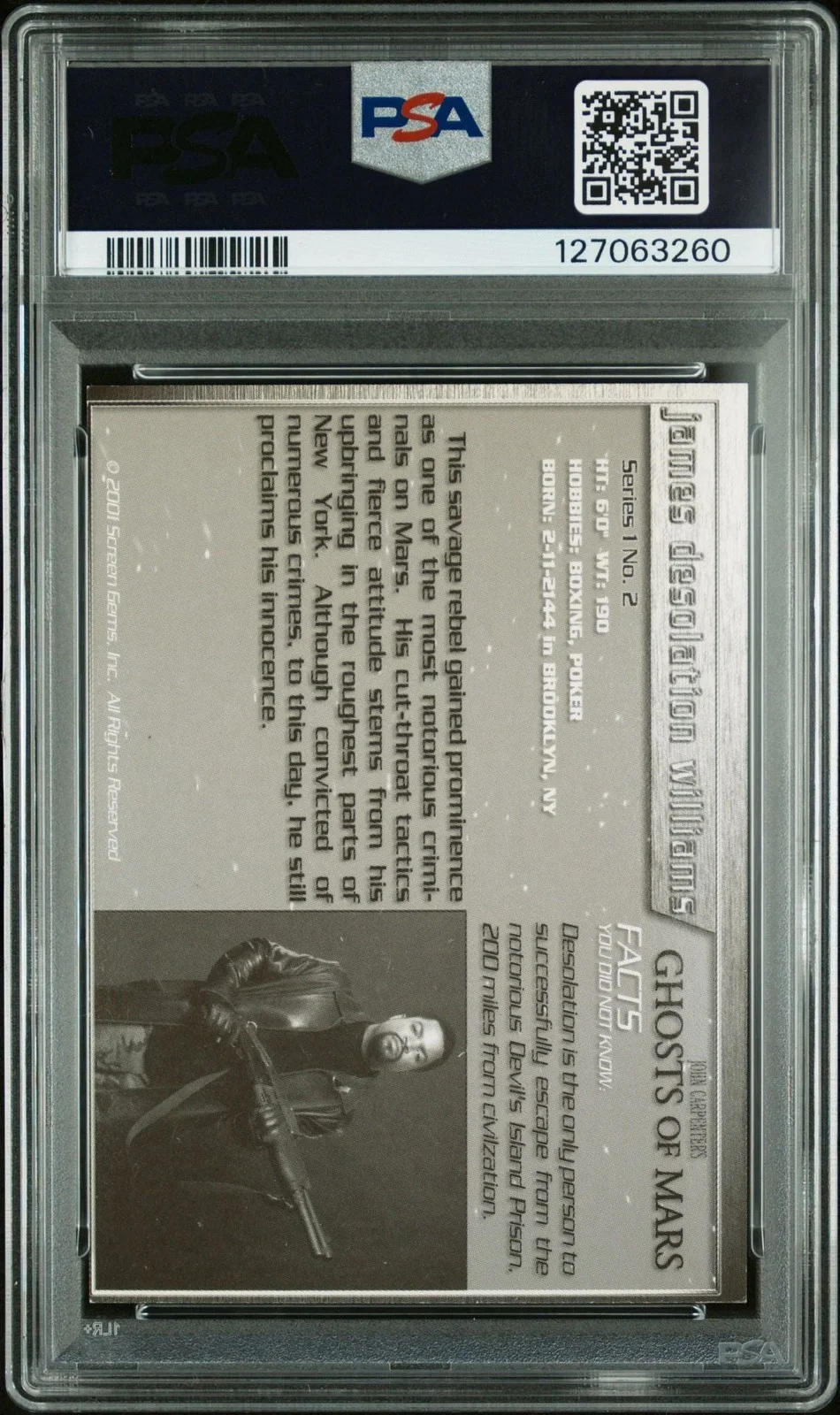 2001 Screen Gems #2 Ice Cube James Desolation Williams Signed Autographed PSA 10, image 2