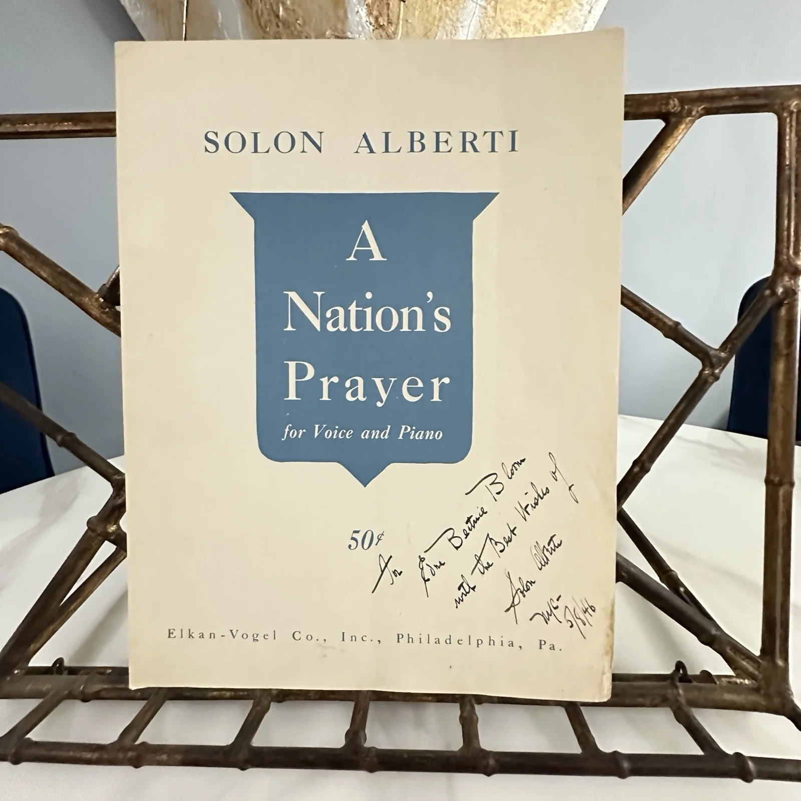 Solon Alberti Composer Pianist “A Nations Prayer” Signed 1946 Sheet Music, image 2