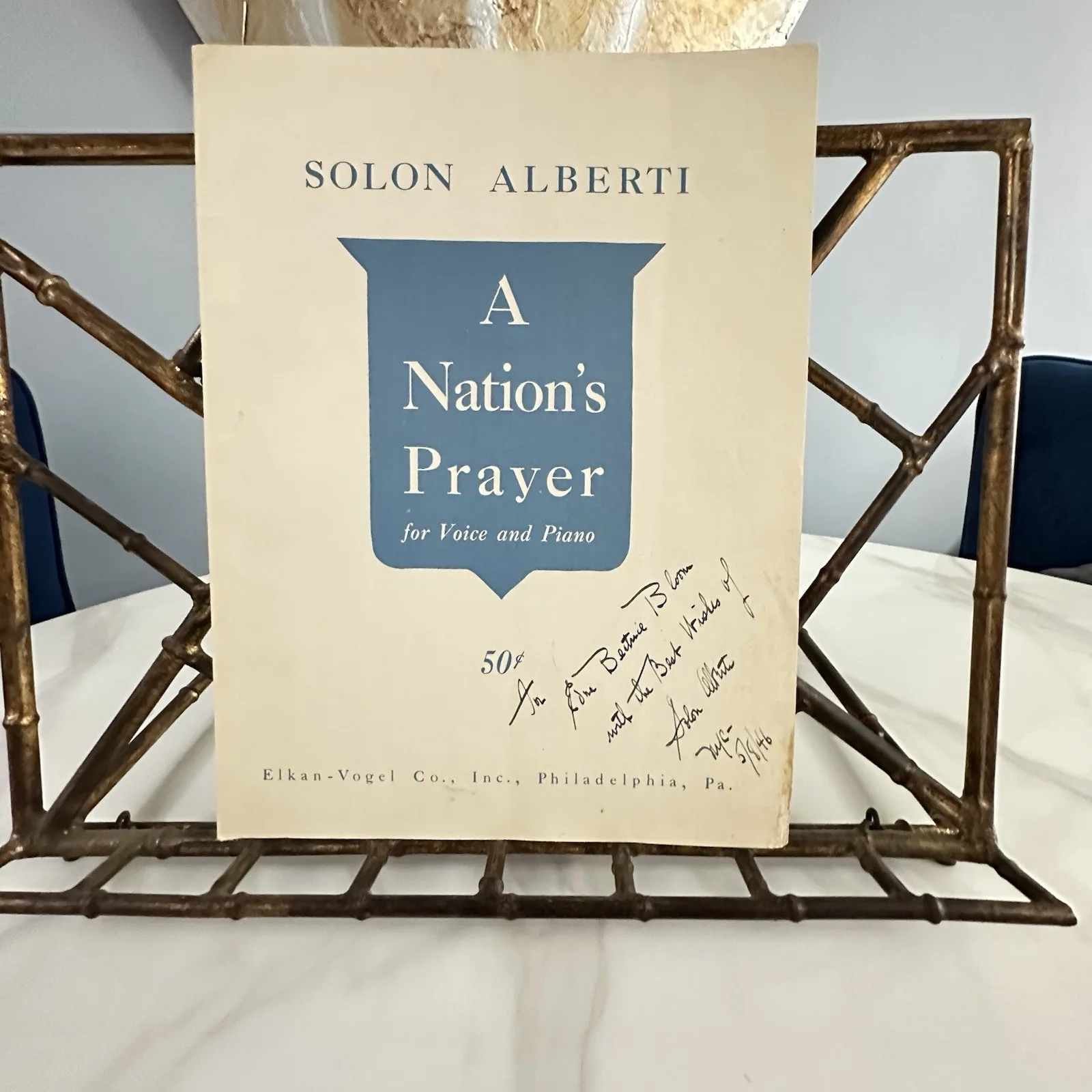 Solon Alberti Composer Pianist “A Nations Prayer” Signed 1946 Sheet Music, image 3