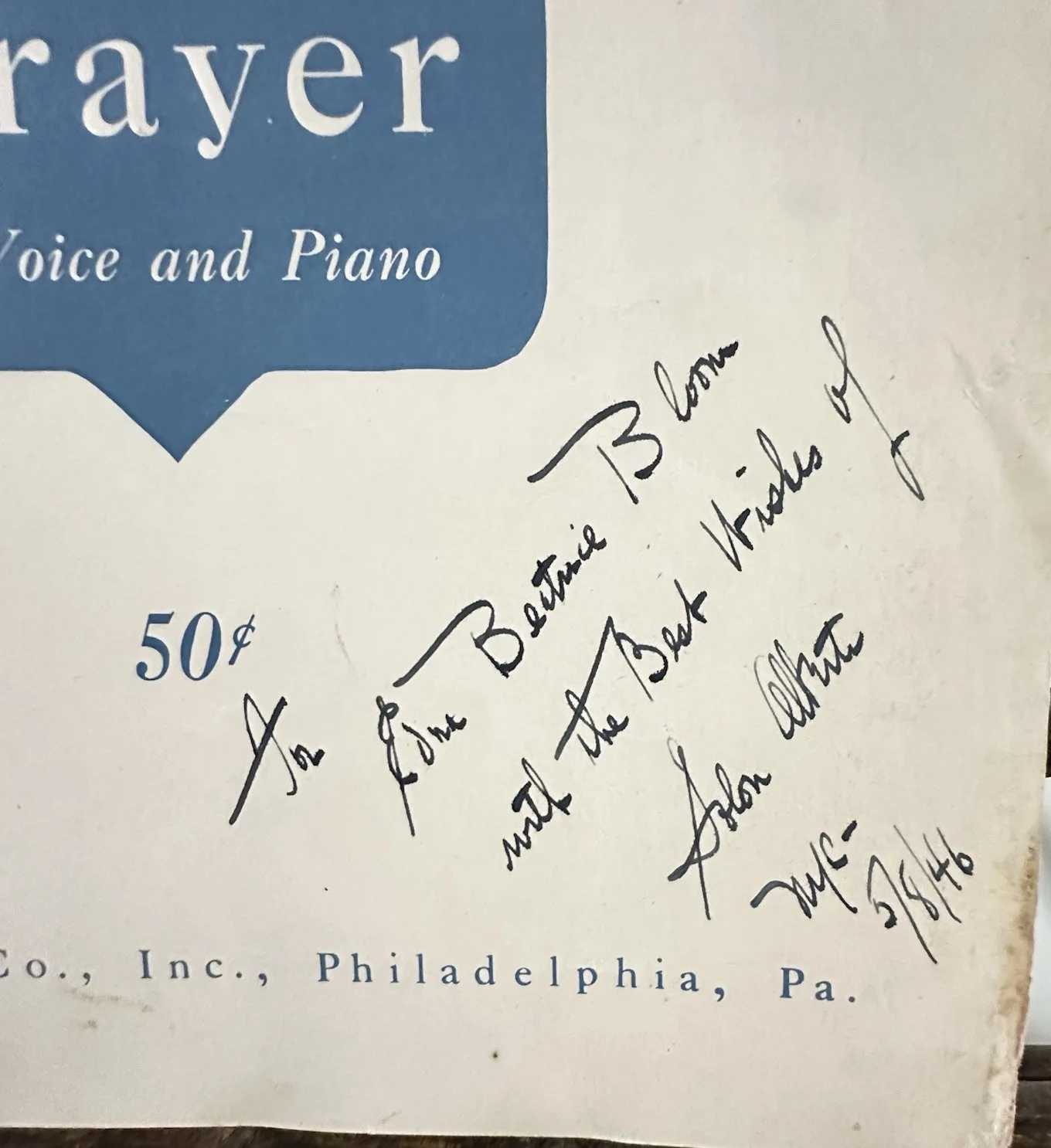 Solon Alberti Composer Pianist “A Nations Prayer” Signed 1946 Sheet Music, image 4