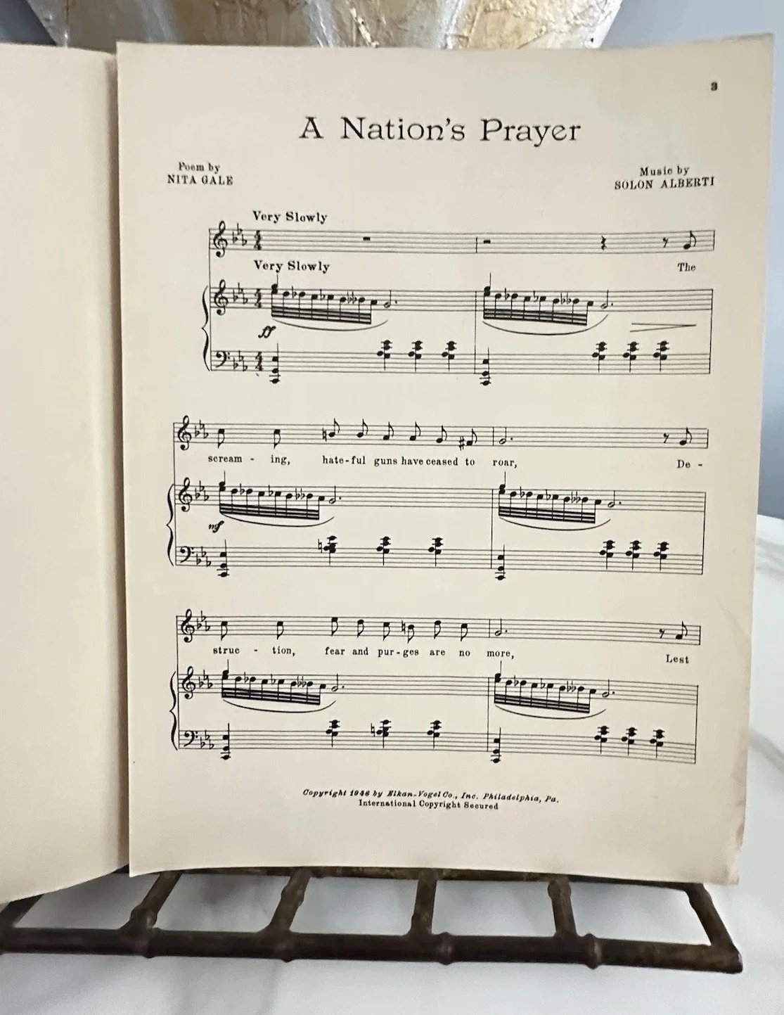 Solon Alberti Composer Pianist “A Nations Prayer” Signed 1946 Sheet Music, image 5