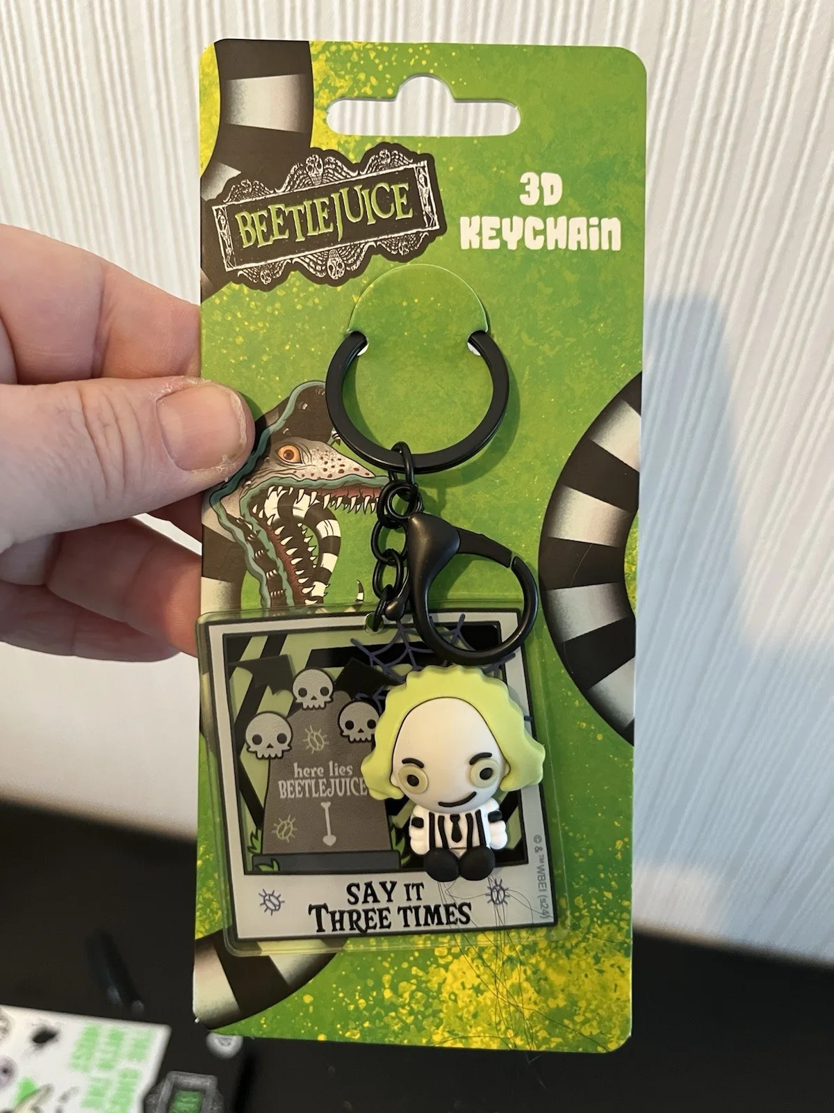 Beetlejuice Merch Bundle Pen, 3D Keyring And Temporary Tattoos NEW, image 4