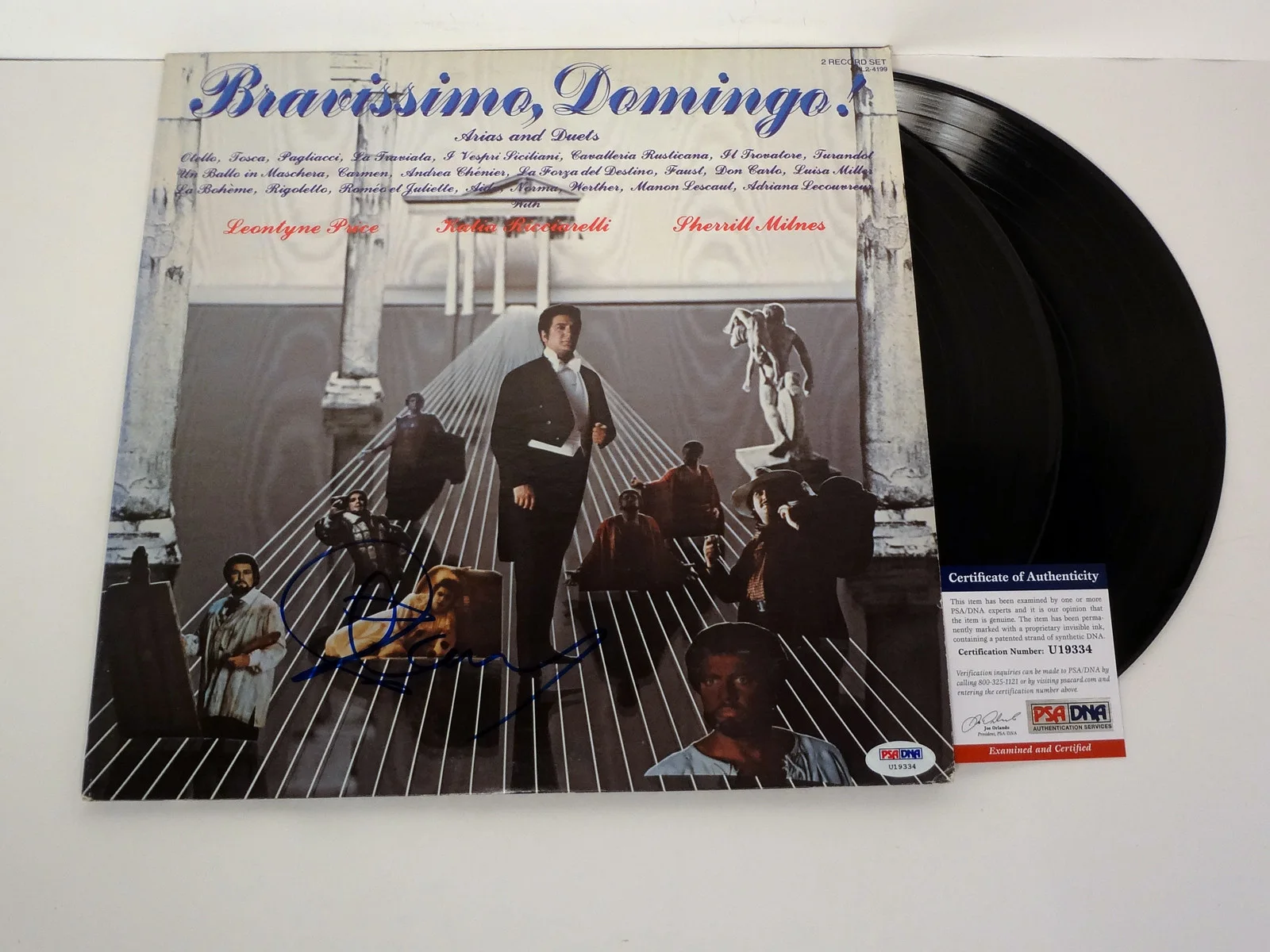 Placido Domingo — Placido Domingo Three Tenors Signed Bravissimo Vinyl Record Album PSA/DNA COA