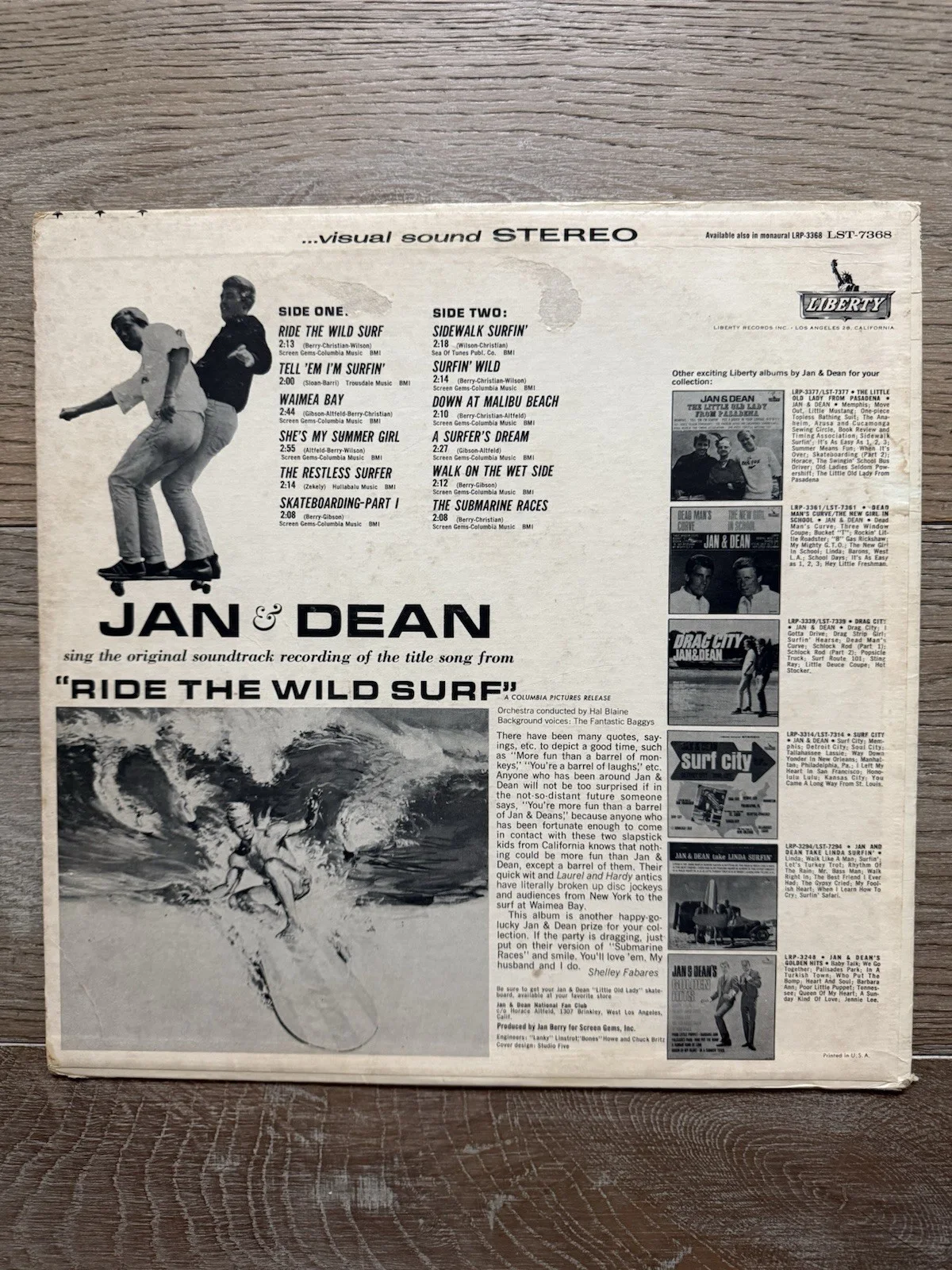 Jan & Dean autographed album cover with vinyl, изображение 2