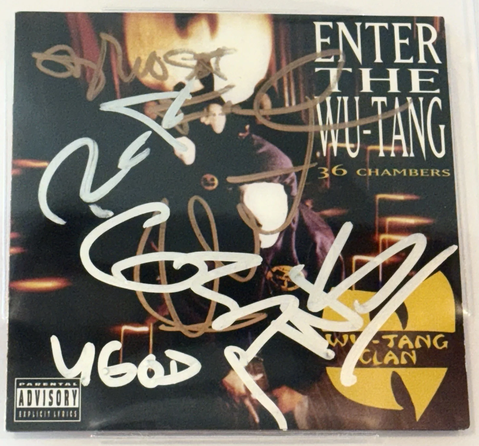 Wu Tang Clan signed CD Jacket Enter the Wu Tang group auto Rza Gza beckett loa, image 2