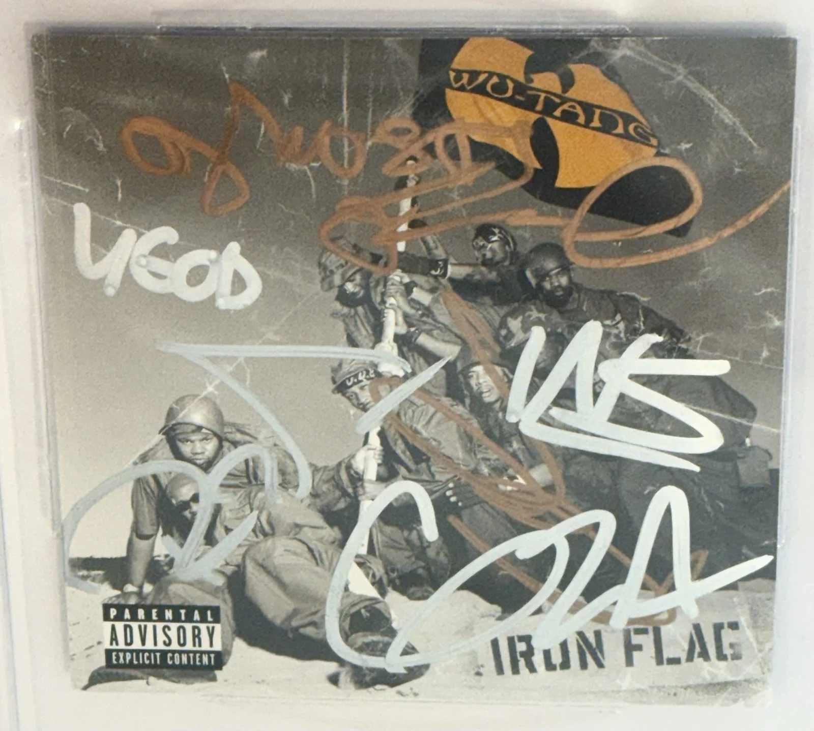 Wu Tang Clan signed CD Jacket iron flag Rza Gza group autographed beckett coa, изображение 2