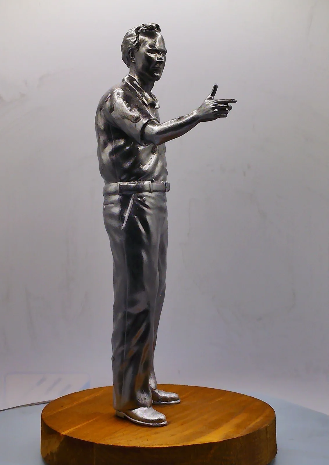 Clint Eastwood 'The Grand Tarino' Statue - Metallic Silver Finish By Cave Craft, image 2