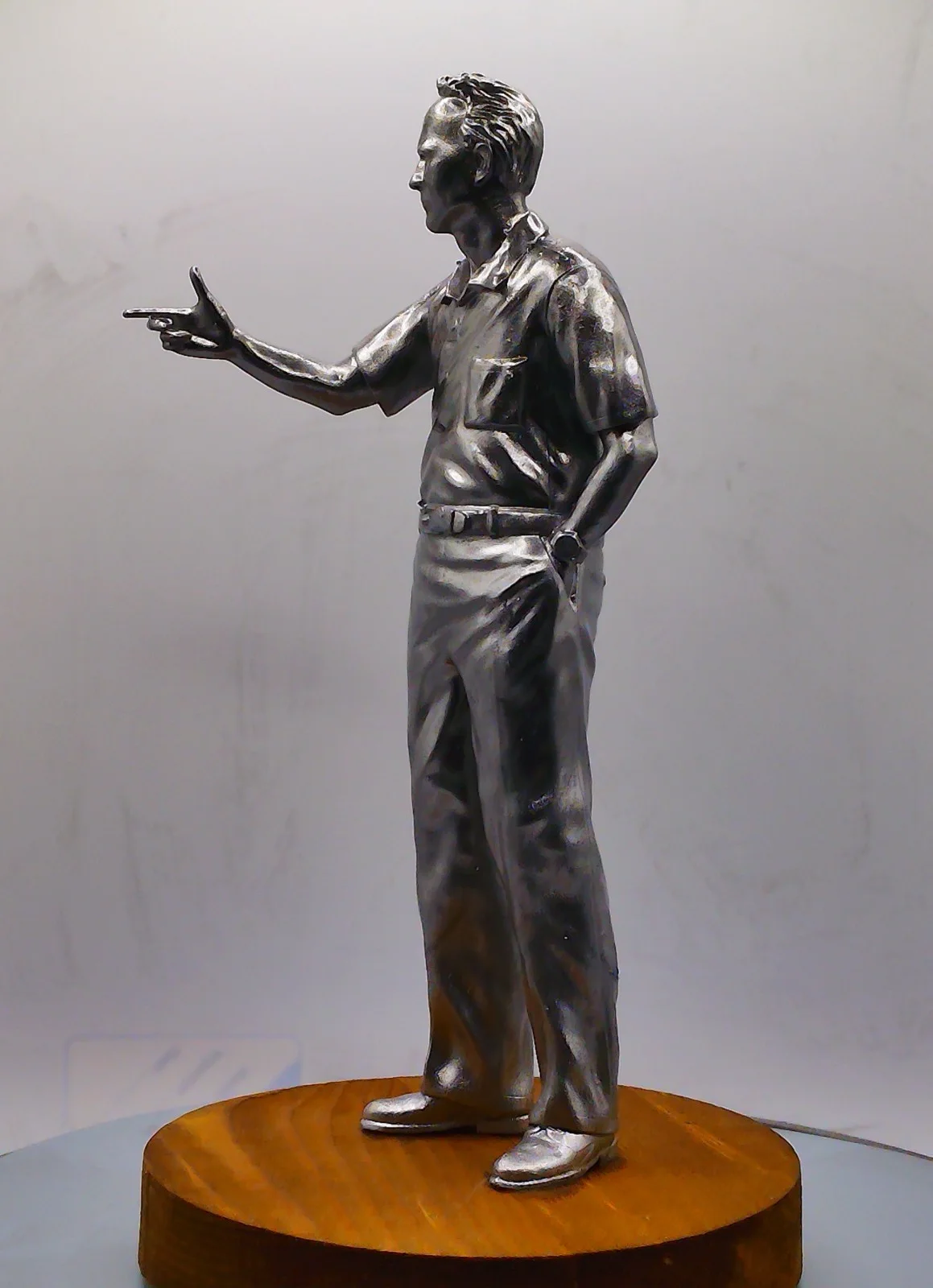 Clint Eastwood 'The Grand Tarino' Statue - Metallic Silver Finish By Cave Craft, image 5