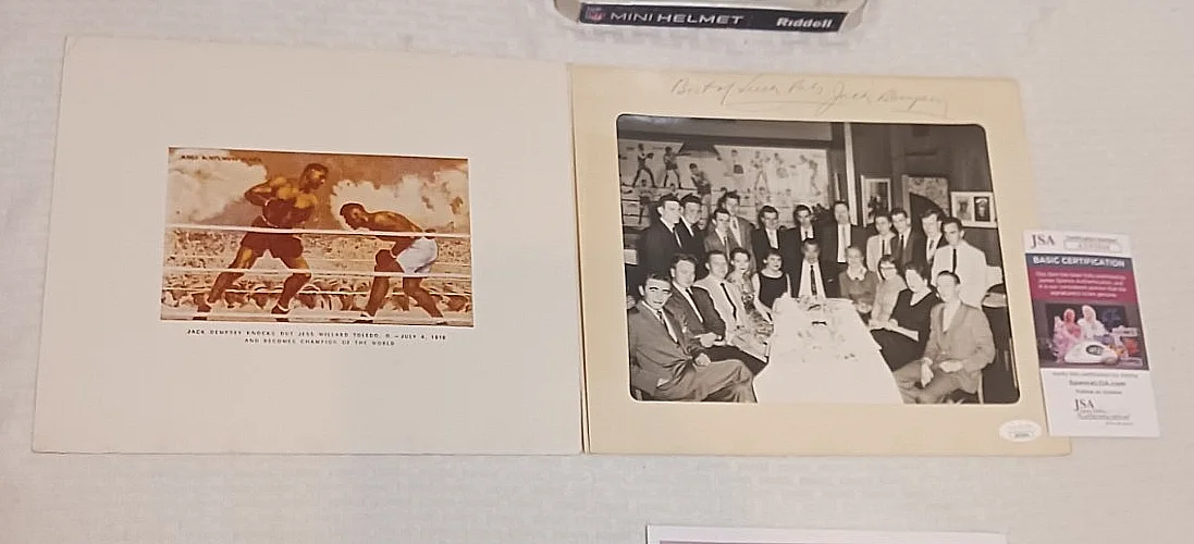 JACK DEMPSEY Restaurant Autographed Signed 8x10 Type 1 Photo Folder JSA Boxer, image 2