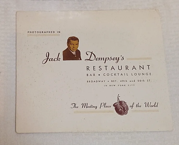 JACK DEMPSEY Restaurant Autographed Signed 8x10 Type 1 Photo Folder JSA Boxer, image 3