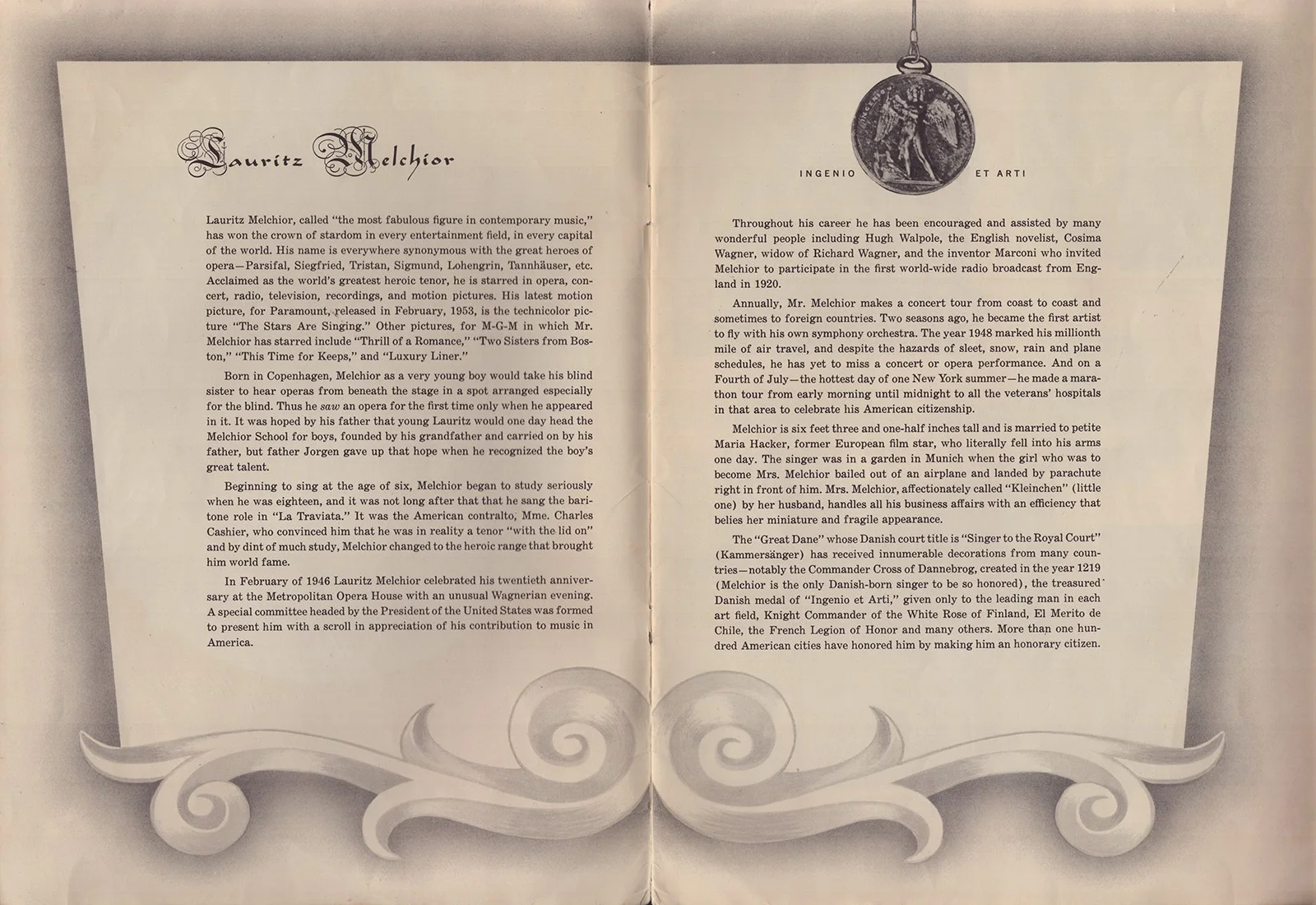 Lauritz Melchior — LAURITZ MELCHIOR - INSCRIBED PROGRAM SIGNED, image 3