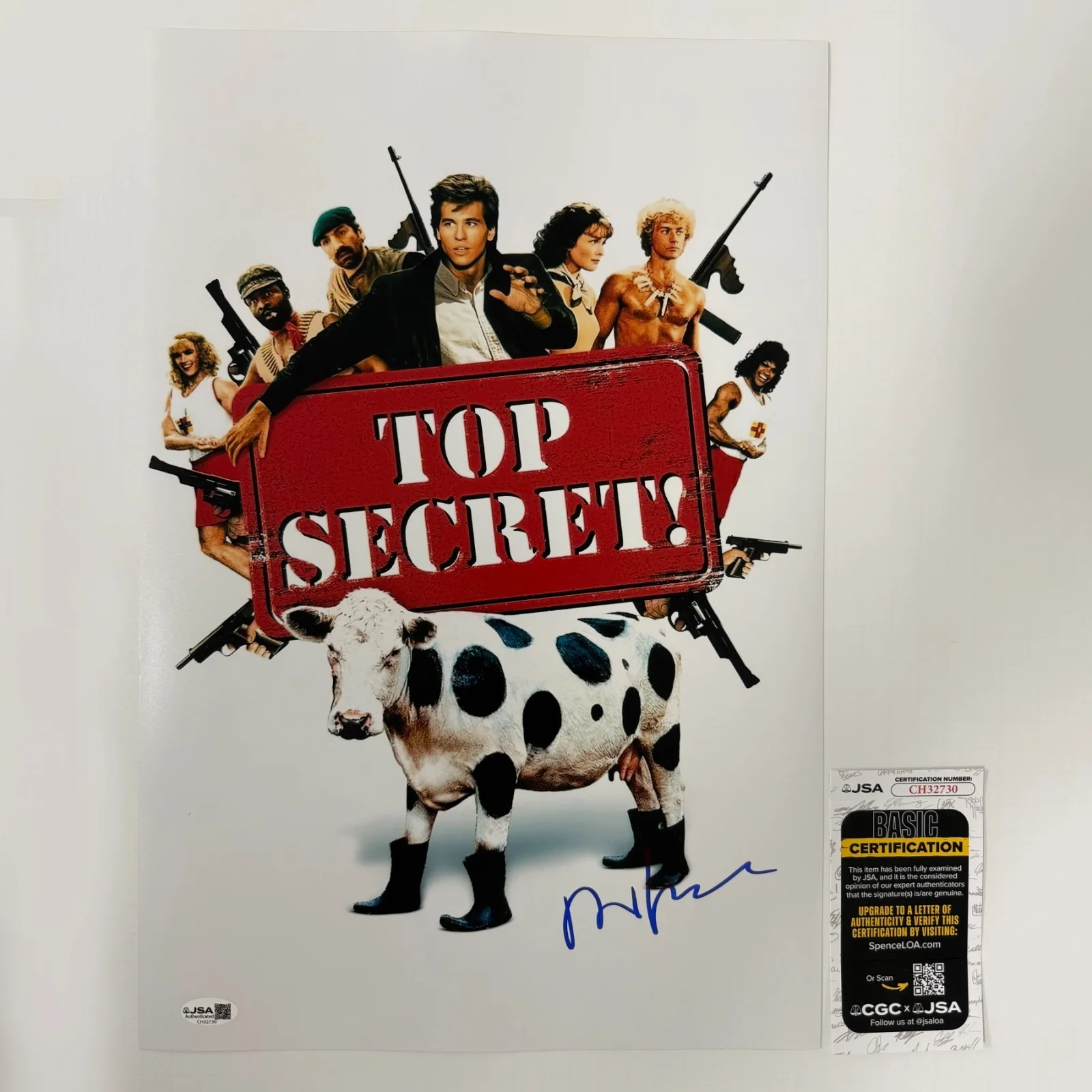 DAVID ZUCKER — DAVID ZUCKER Authentic Hand-signed "TOP SECRET! Director" 12x18 Photo (JSA COA)