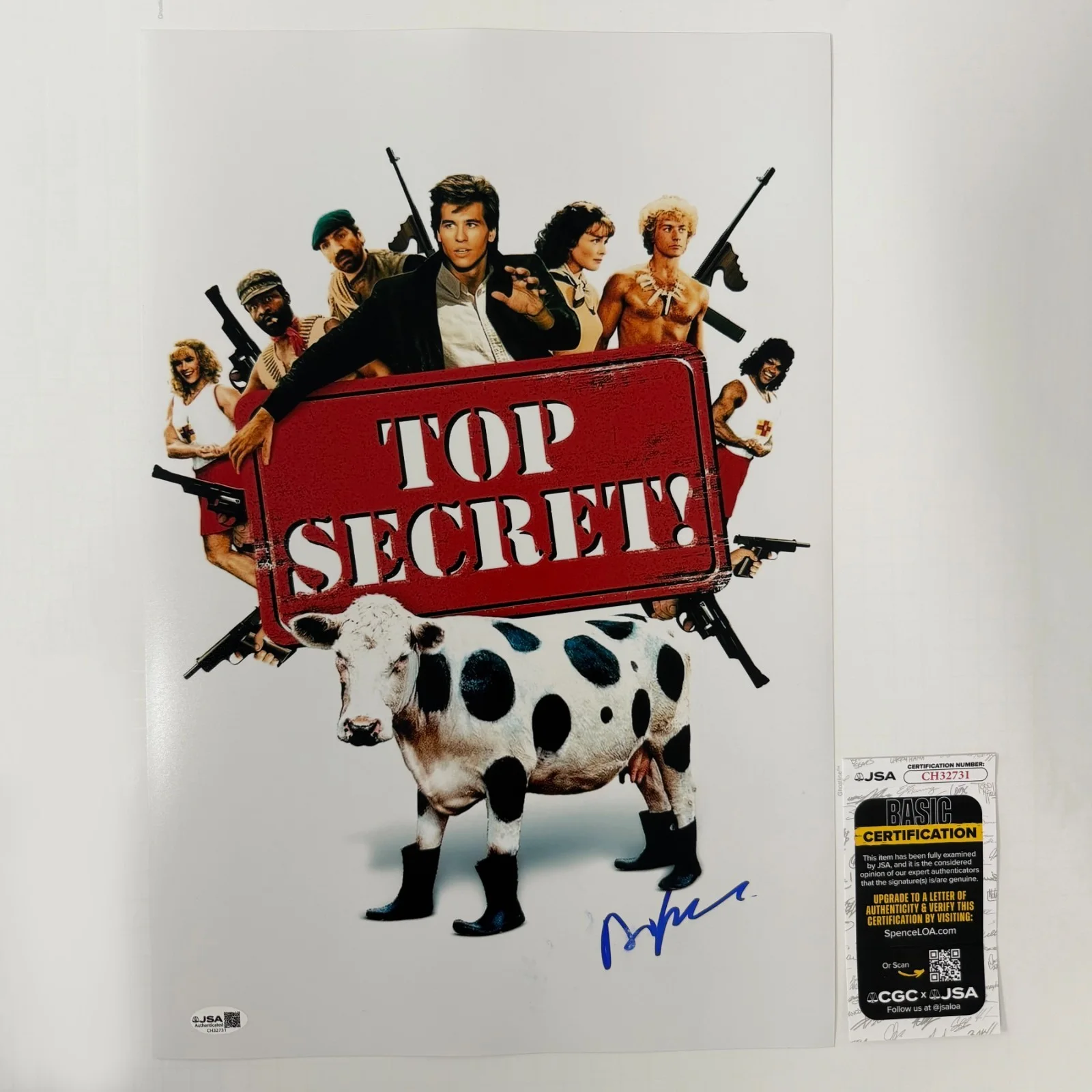 DAVID ZUCKER — DAVID ZUCKER Authentic Hand-signed "TOP SECRET! Director" 12x18 Photo (JSA COA)
