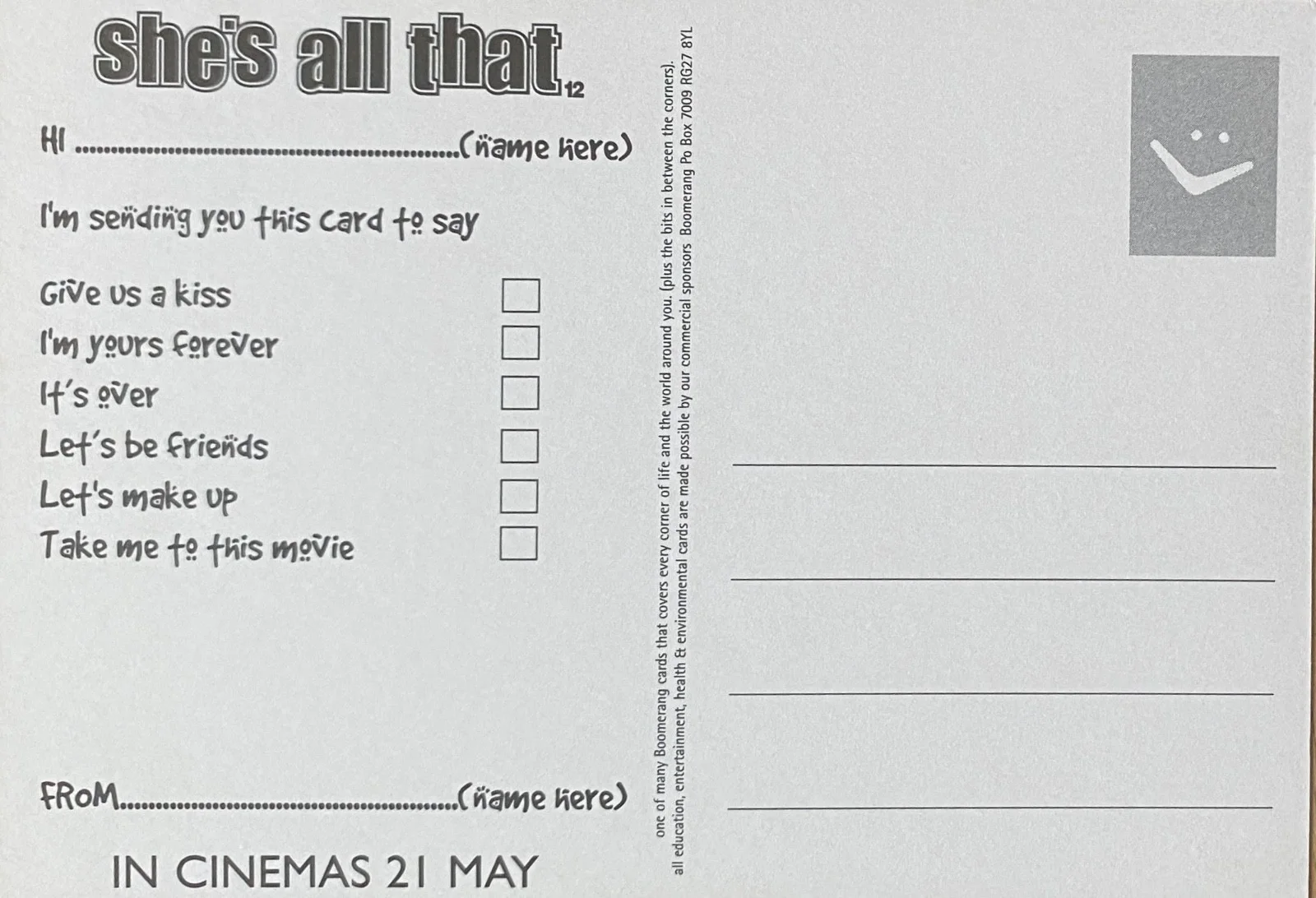 Shes’s All That , Film Promotional Postcard 1999, image 2