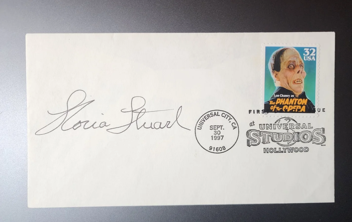 Gloria Stuart — GLORIA STUART SIGNED Phantom of the Opera First Day Issue w/Lon Chaney Stamp, image 5