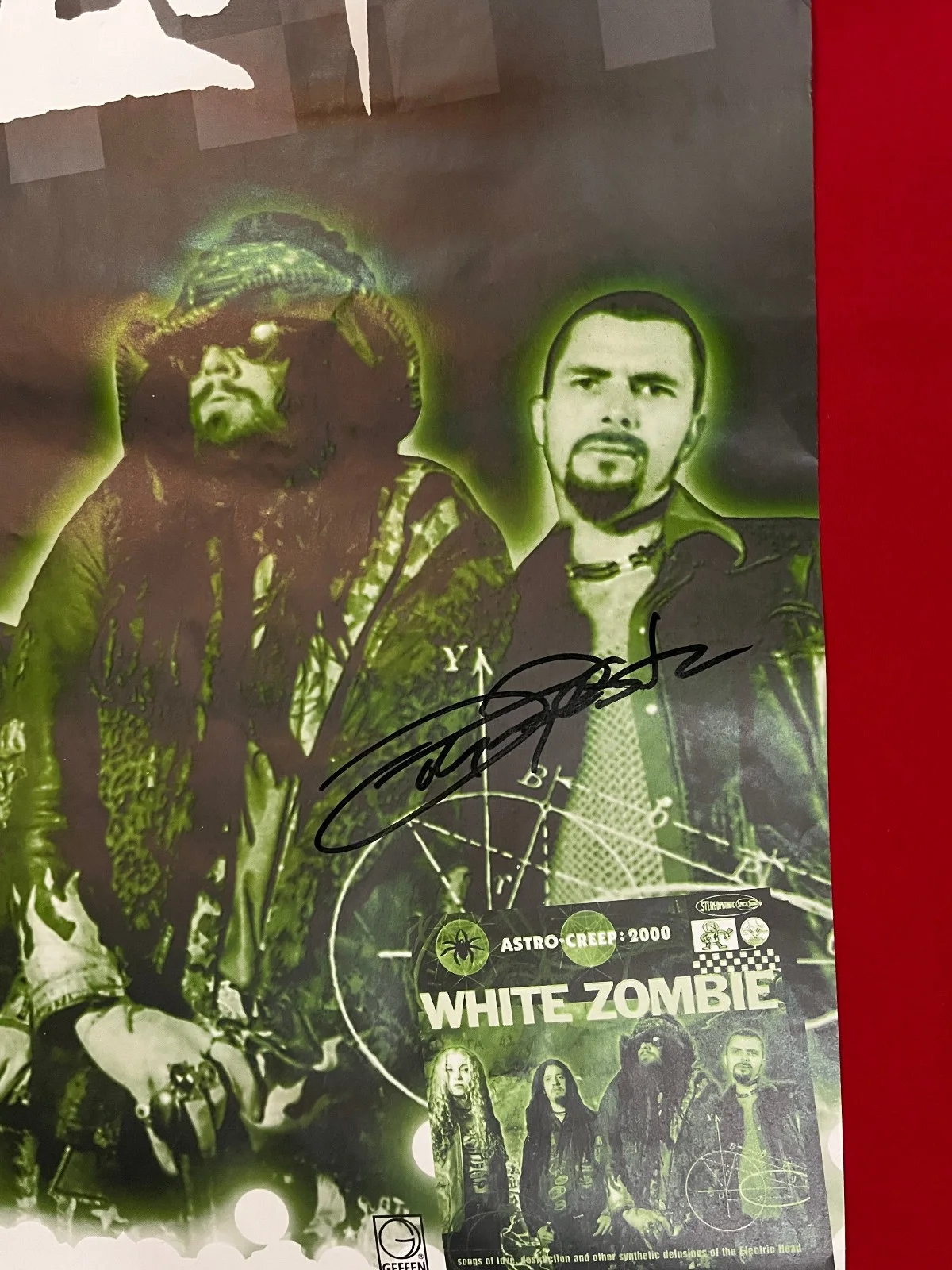 JOHN TEMPESTA White Zombie — WHITE ZOMBIE RARE 1995 HAMBURG Astrocreep TOUR JOHN TEMPESTA signed SHOW POSTER, изображение 2